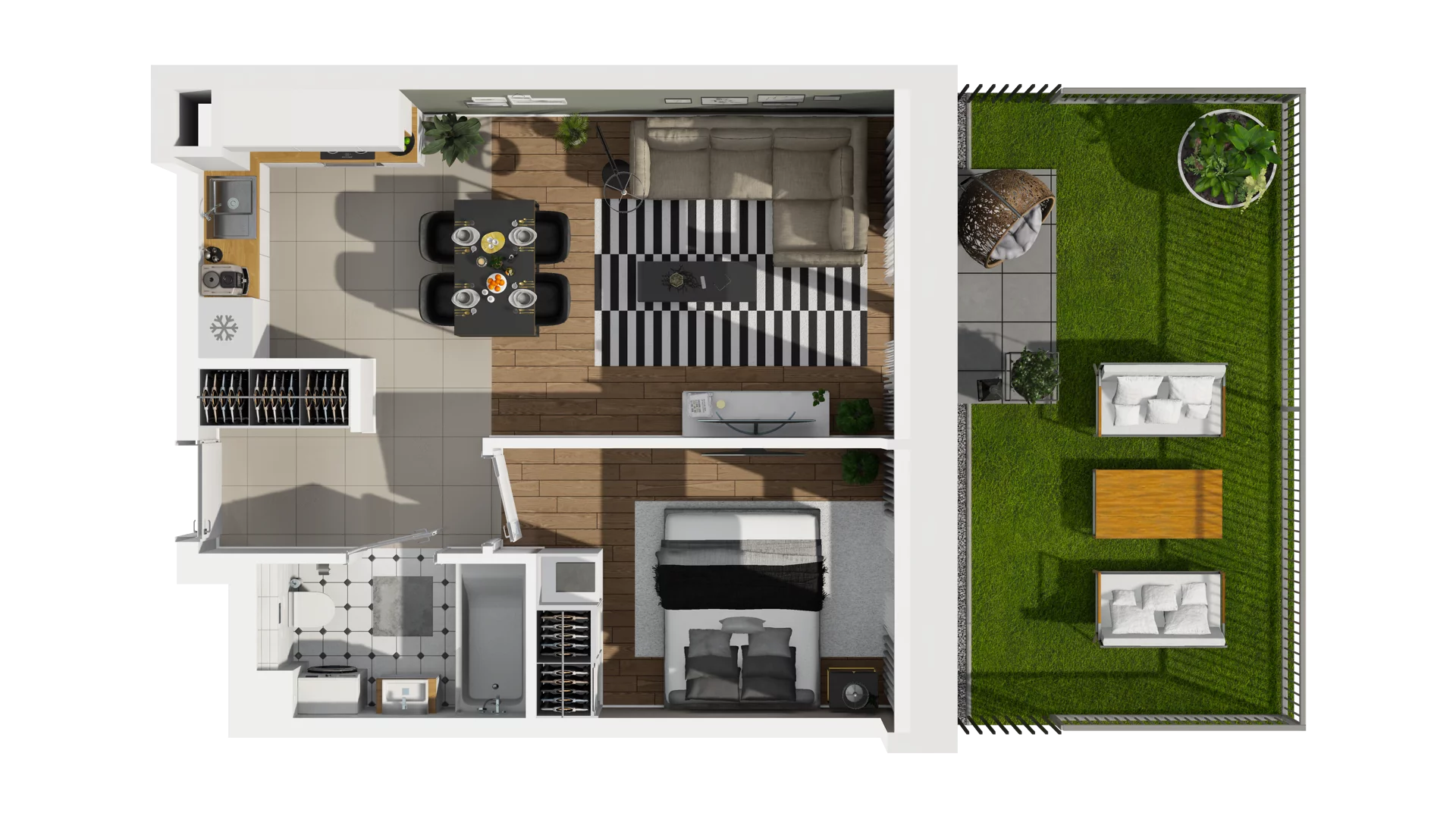 2 pokoje, mieszkanie 39,71 m², parter, oferta nr B2/6, Osiedle Arkadia, Wrocław, Polanowice-Poświętne-Ligota, Poświętne, ul. Ramiszowska 6
