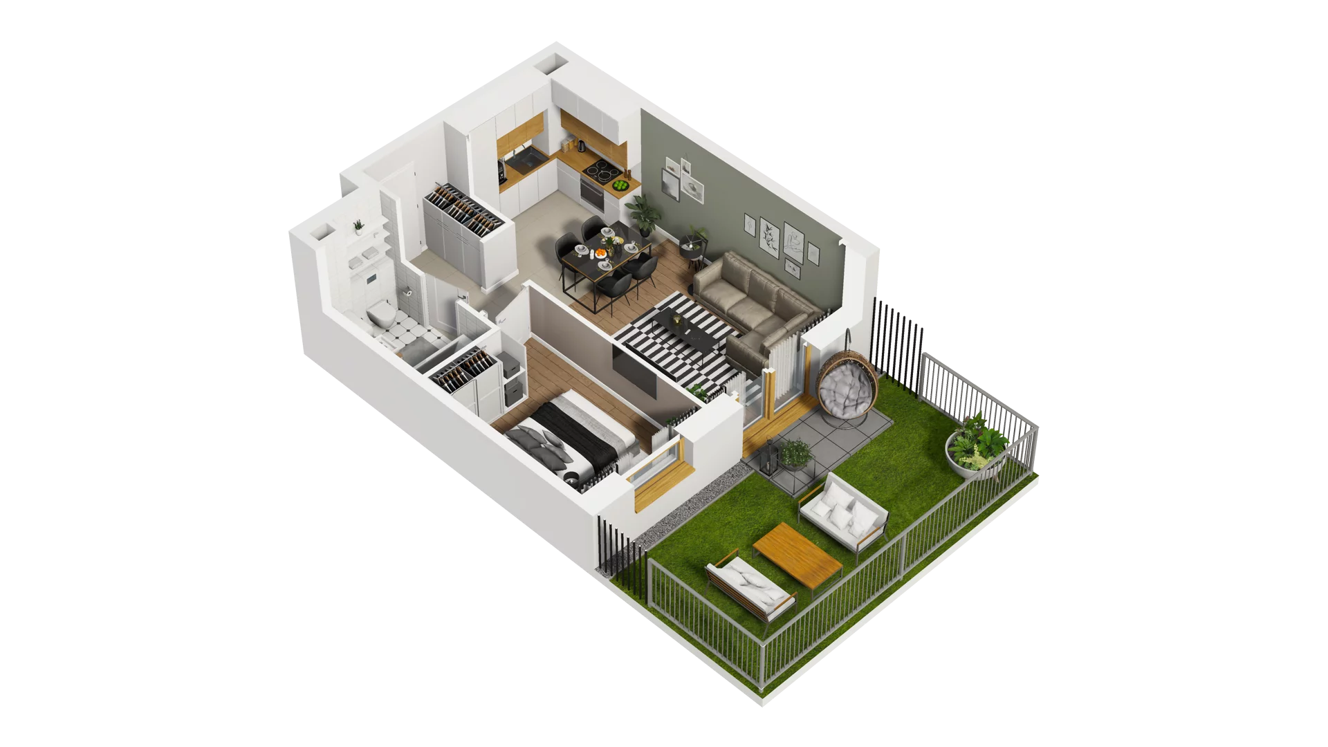 2 pokoje, mieszkanie 39,71 m², parter, oferta nr B2/6, Osiedle Arkadia, Wrocław, Polanowice-Poświętne-Ligota, Poświętne, ul. Ramiszowska 6