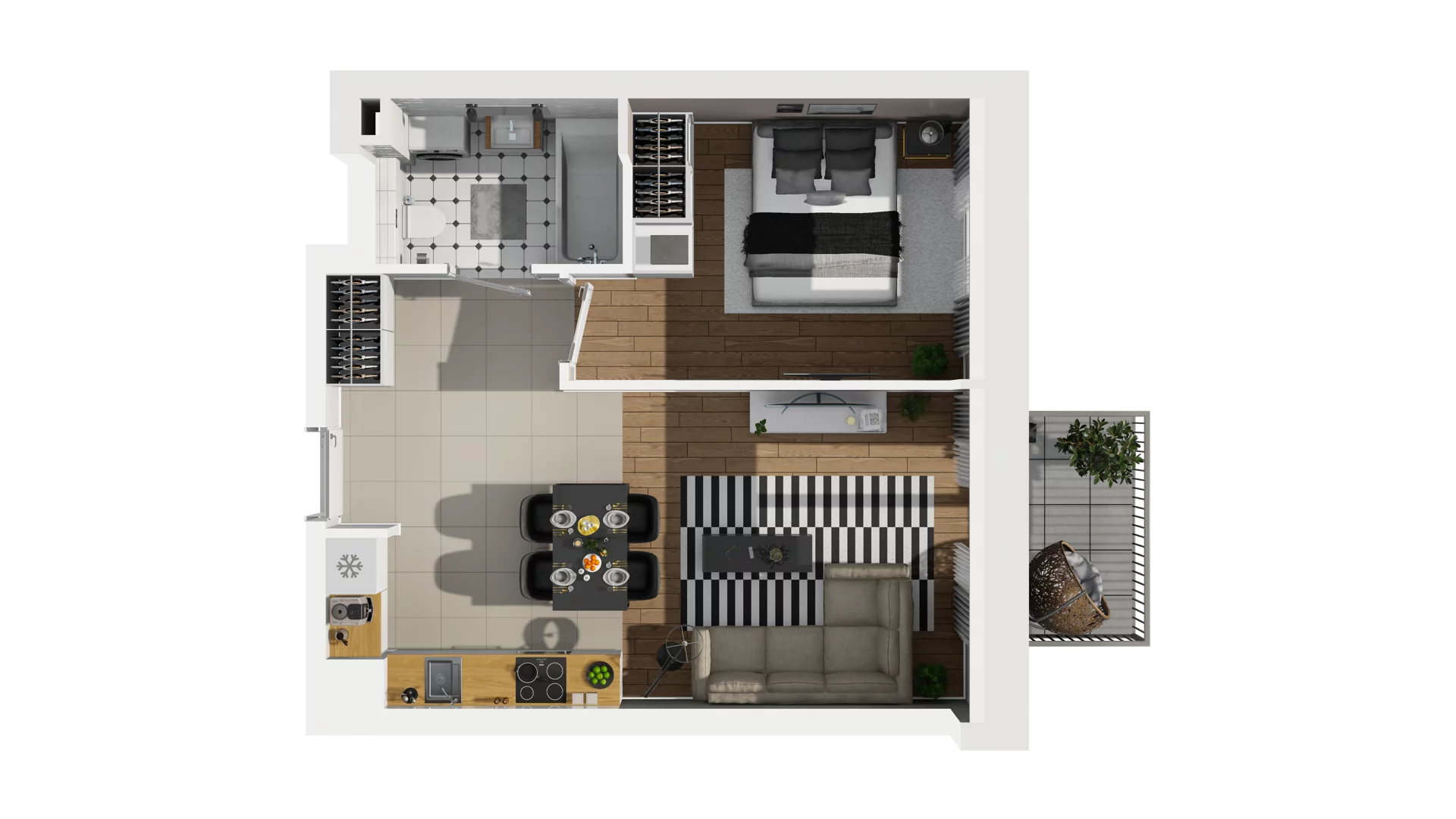 2 pokoje, mieszkanie 41,11 m², piętro 1, oferta nr B2/15, Osiedle Arkadia, Wrocław, Polanowice-Poświętne-Ligota, Poświętne, ul. Ramiszowska 6
