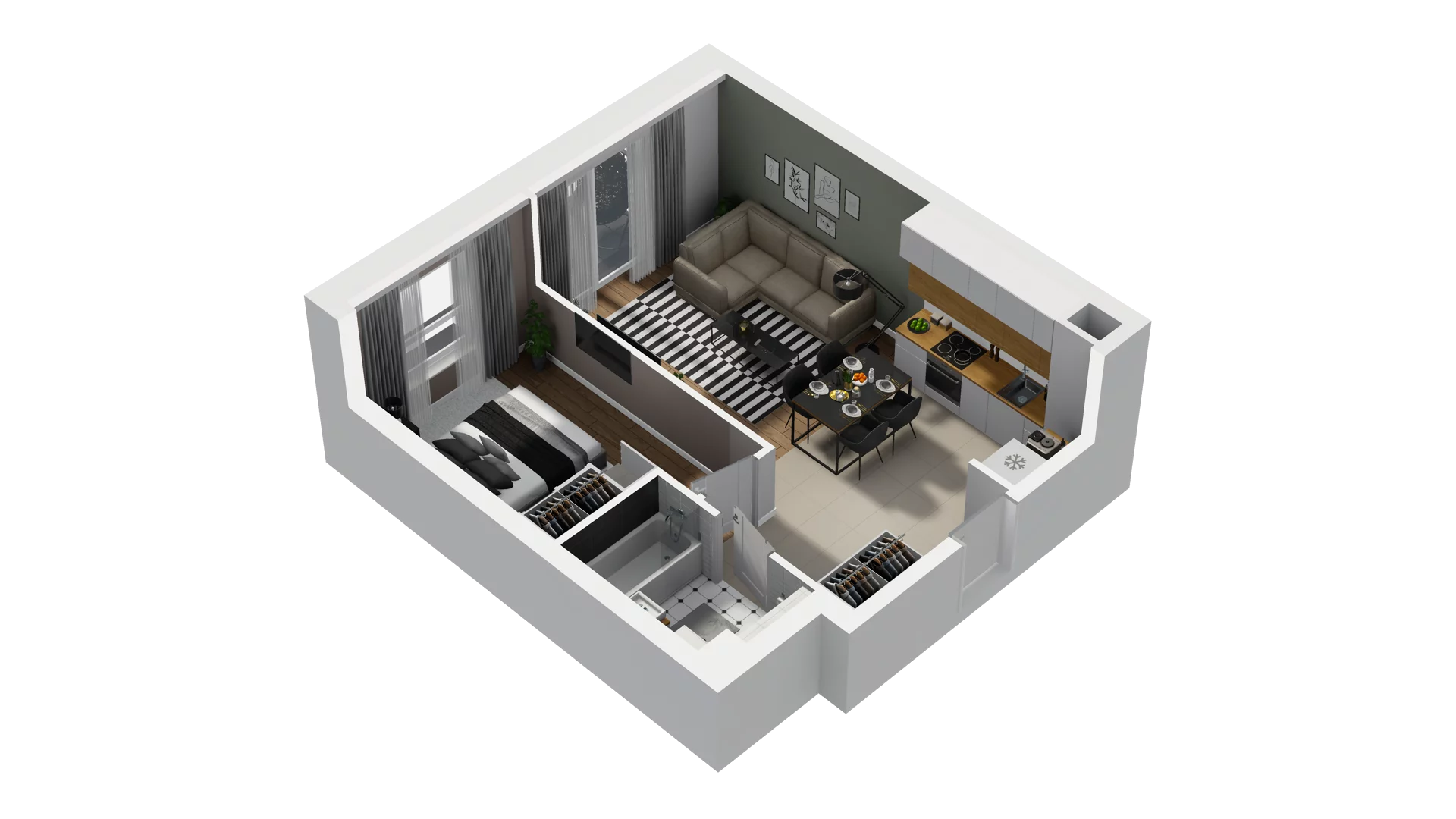 2 pokoje, mieszkanie 41,11 m², piętro 1, oferta nr B2/15, Osiedle Arkadia, Wrocław, Polanowice-Poświętne-Ligota, Poświętne, ul. Ramiszowska 6