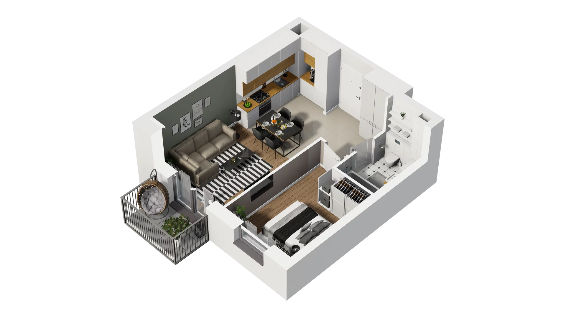 2 pokoje, mieszkanie 41,11 m², piętro 1, oferta nr B2/15, Osiedle Arkadia, Wrocław, Polanowice-Poświętne-Ligota, Poświętne, ul. Ramiszowska 6