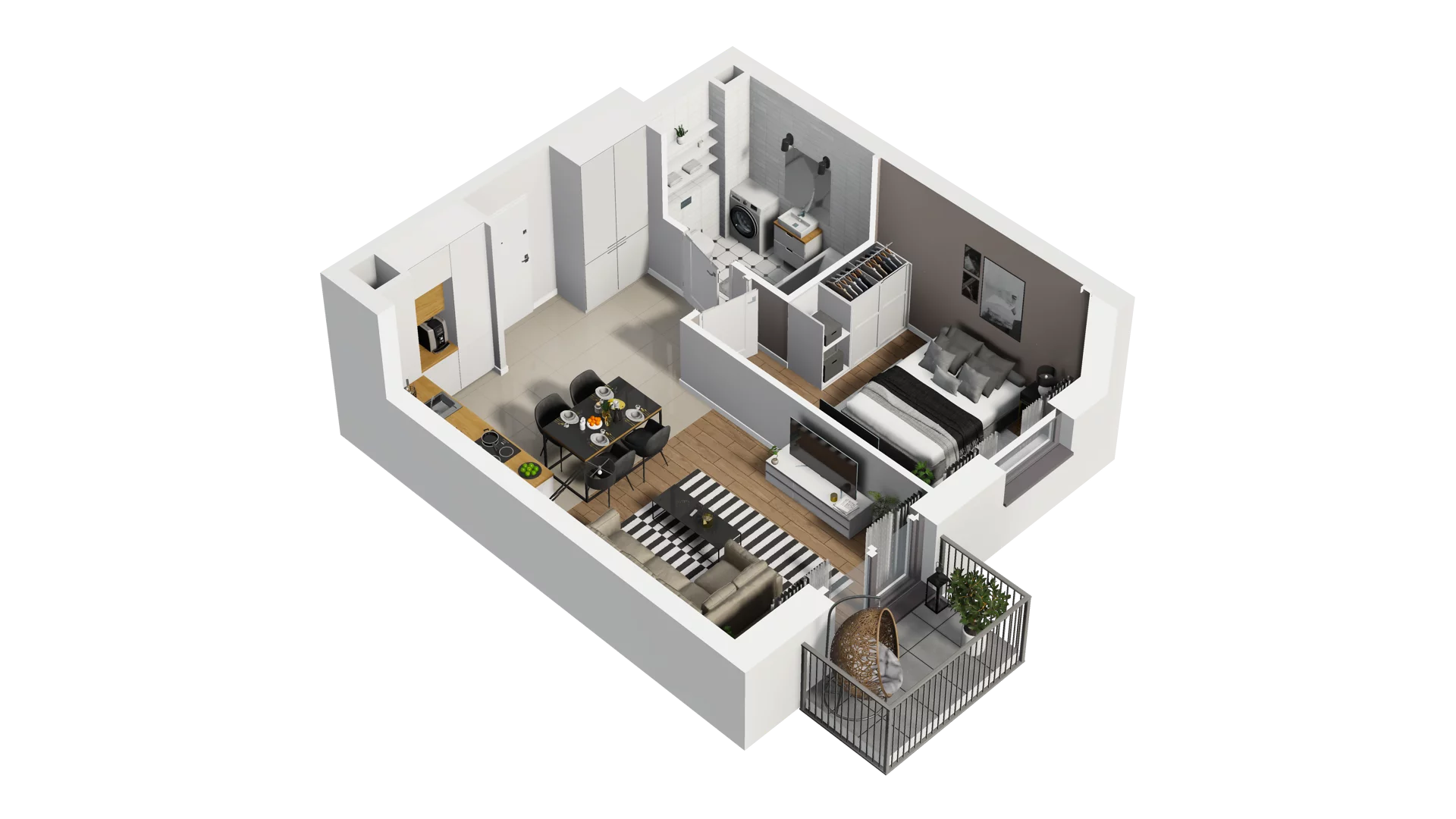 2 pokoje, mieszkanie 41,11 m², piętro 1, oferta nr B2/15, Osiedle Arkadia, Wrocław, Polanowice-Poświętne-Ligota, Poświętne, ul. Ramiszowska 6