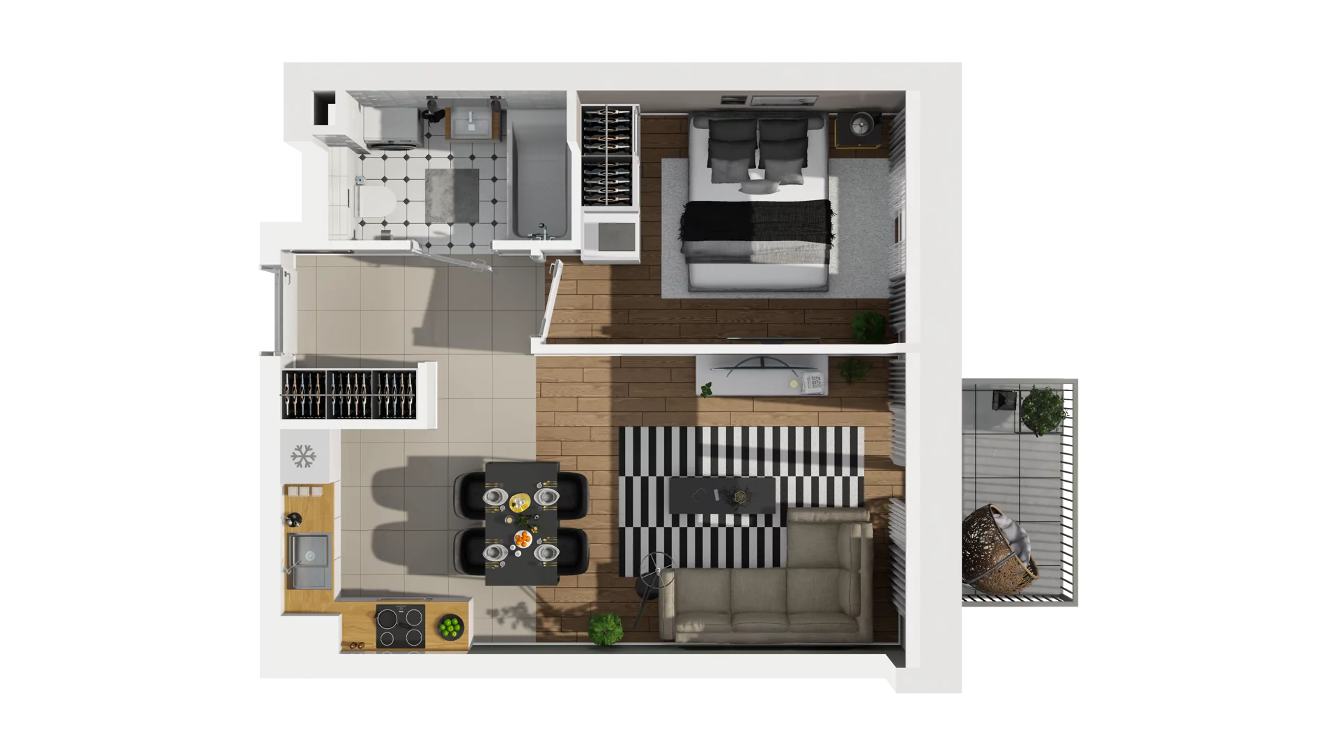 2 pokoje, mieszkanie 39,06 m², piętro 1, oferta nr B2/16, Osiedle Arkadia, Wrocław, Polanowice-Poświętne-Ligota, Poświętne, ul. Ramiszowska 6