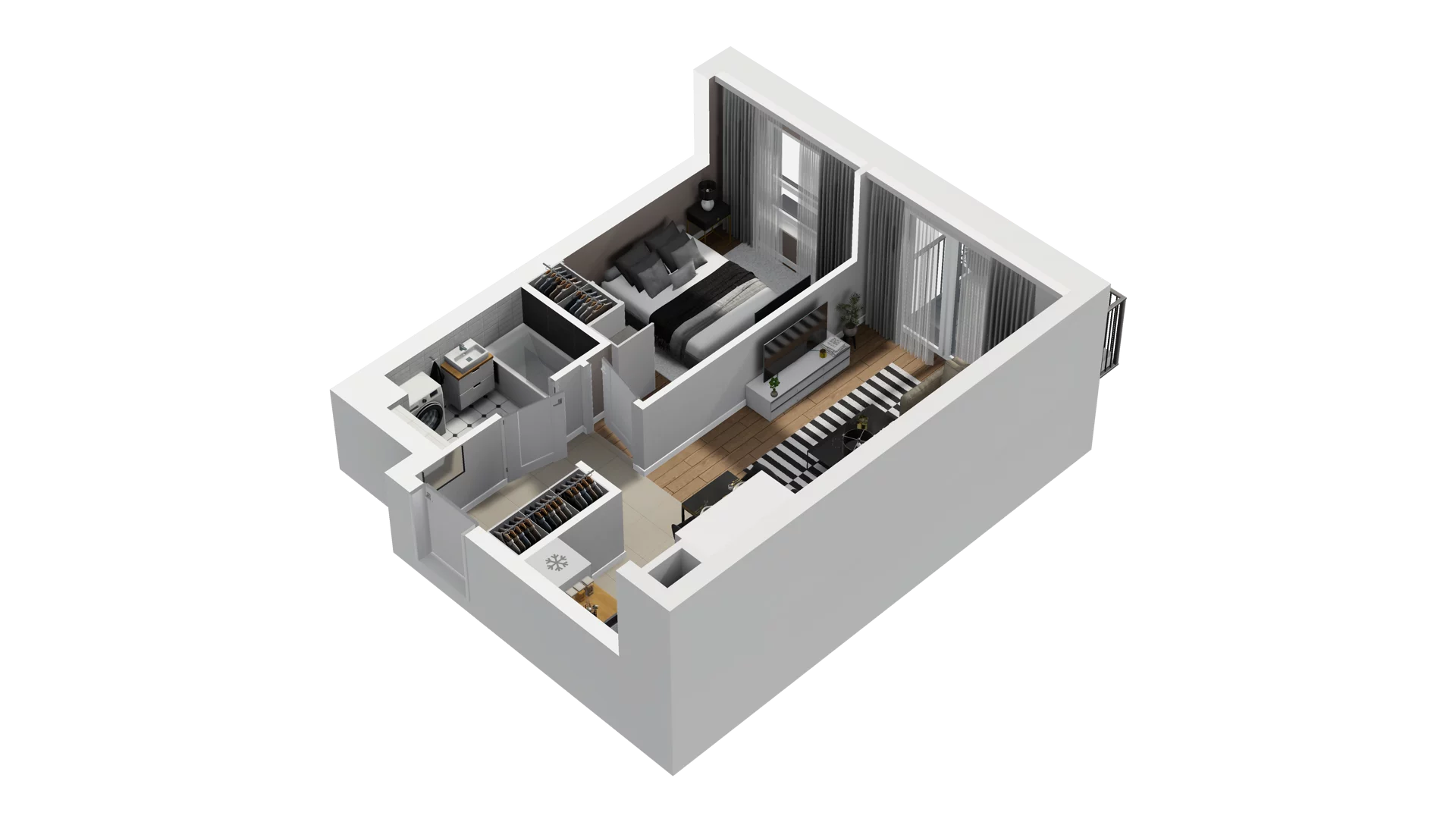 2 pokoje, mieszkanie 39,06 m², piętro 1, oferta nr B2/16, Osiedle Arkadia, Wrocław, Polanowice-Poświętne-Ligota, Poświętne, ul. Ramiszowska 6