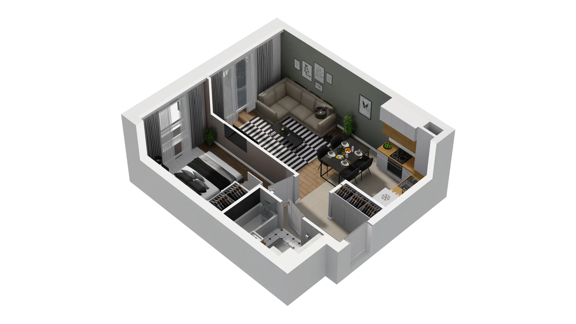 2 pokoje, mieszkanie 39,06 m², piętro 1, oferta nr B2/16, Osiedle Arkadia, Wrocław, Polanowice-Poświętne-Ligota, Poświętne, ul. Ramiszowska 6