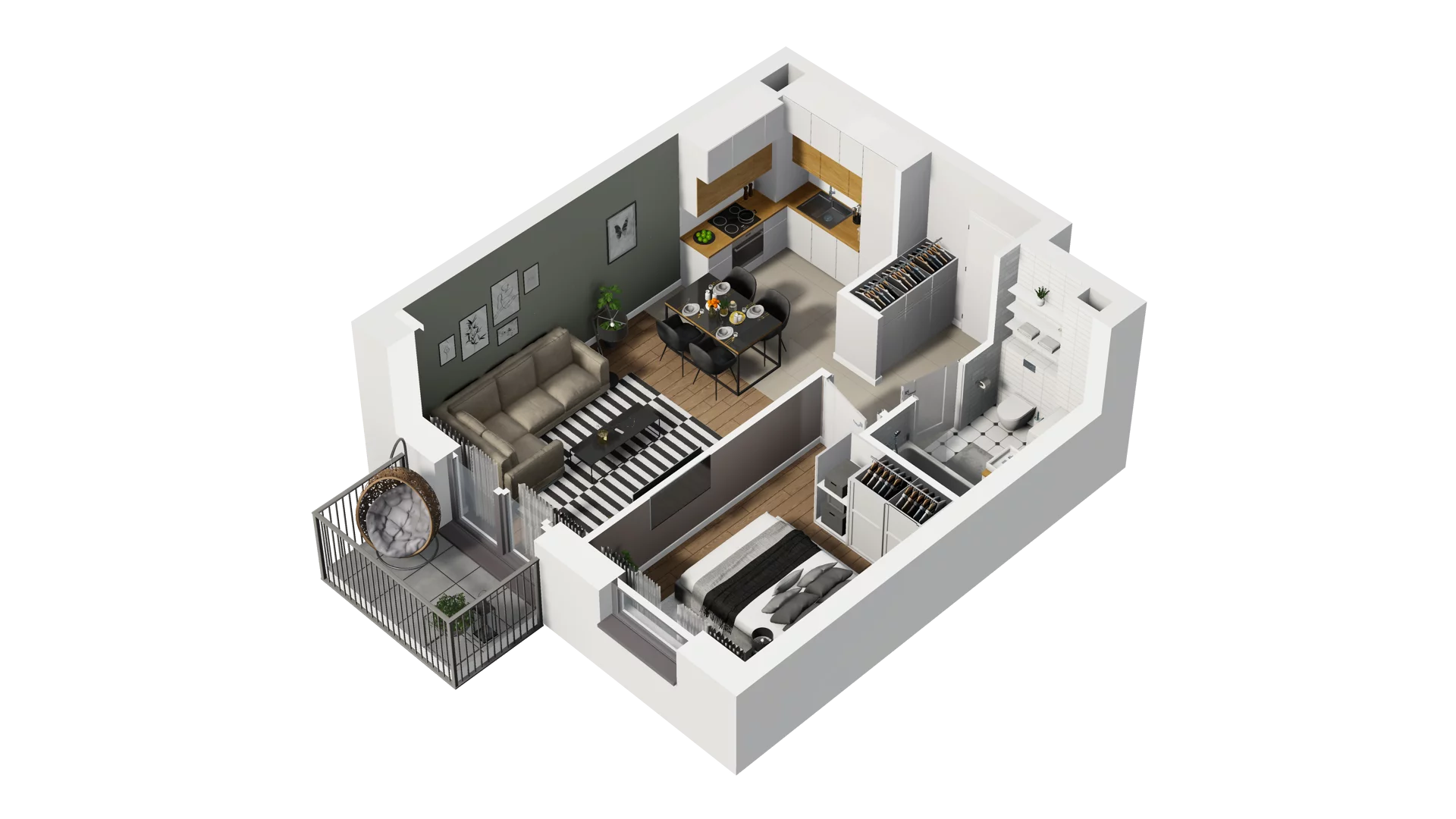 2 pokoje, mieszkanie 39,06 m², piętro 1, oferta nr B2/16, Osiedle Arkadia, Wrocław, Polanowice-Poświętne-Ligota, Poświętne, ul. Ramiszowska 6