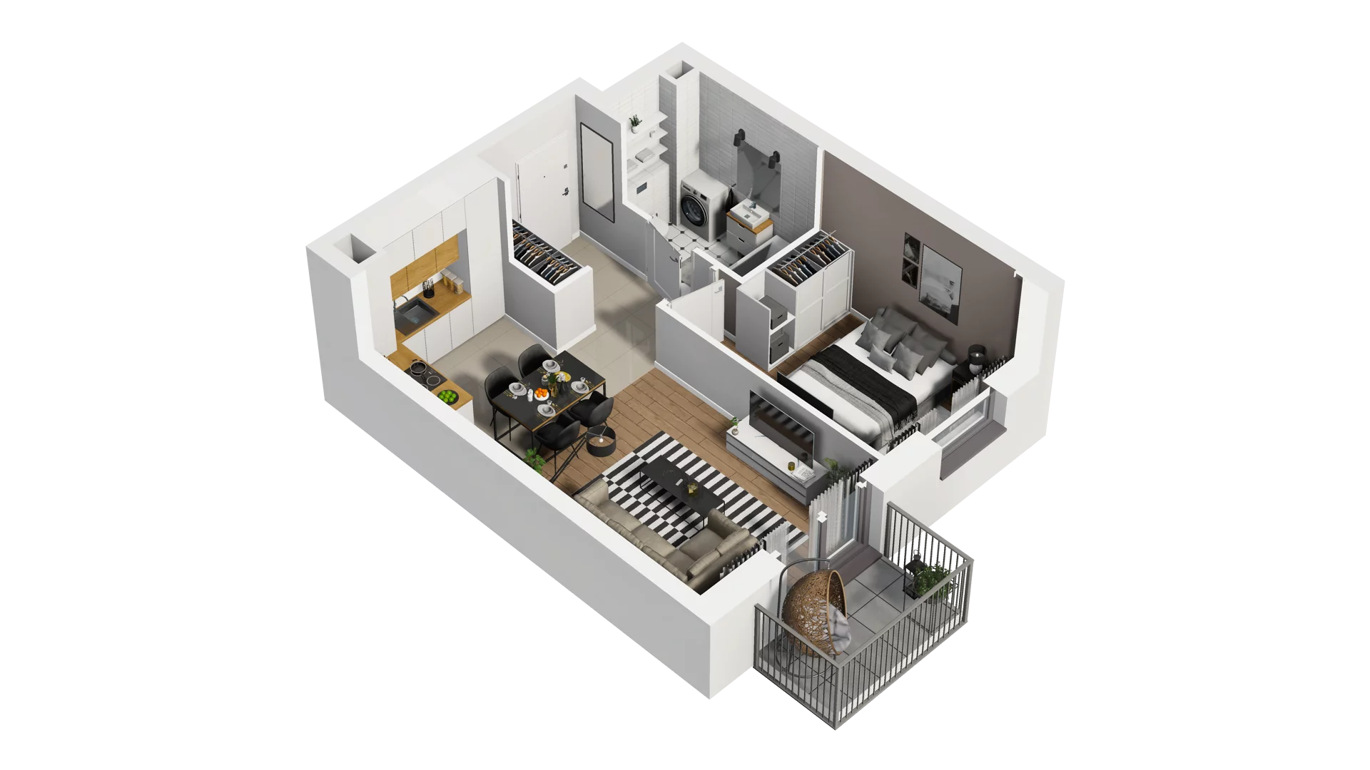 2 pokoje, mieszkanie 39,06 m², piętro 1, oferta nr B2/16, Osiedle Arkadia, Wrocław, Polanowice-Poświętne-Ligota, Poświętne, ul. Ramiszowska 6