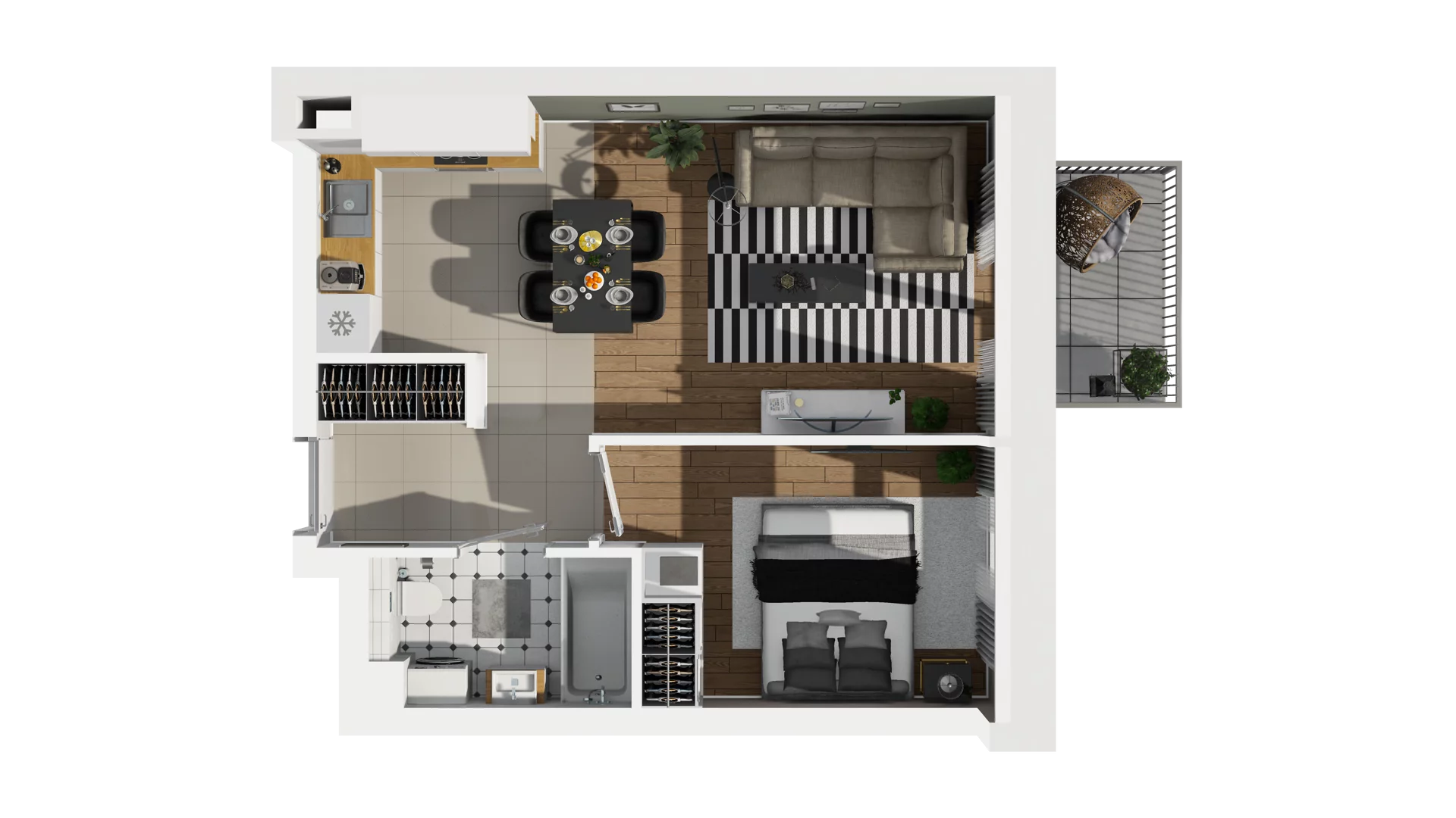 2 pokoje, mieszkanie 39,07 m², piętro 1, oferta nr B2/17, Osiedle Arkadia, Wrocław, Polanowice-Poświętne-Ligota, Poświętne, ul. Ramiszowska 6