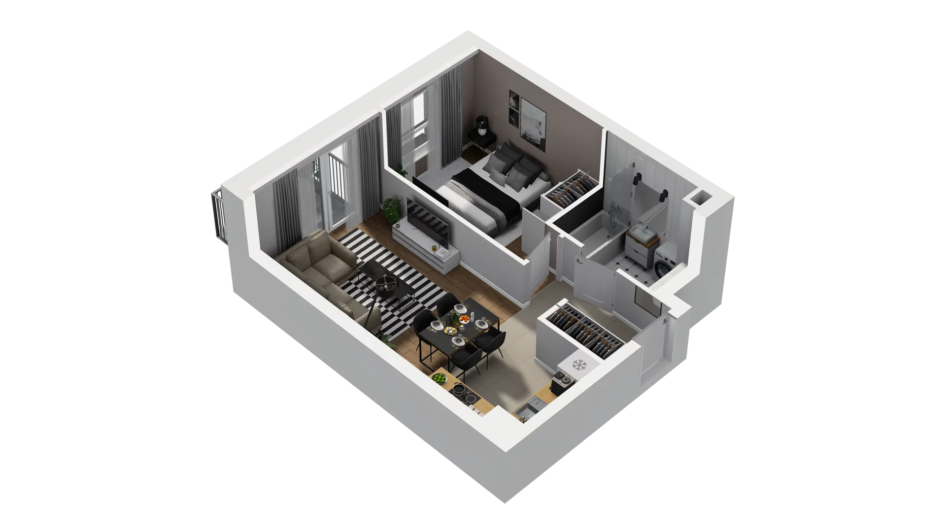 2 pokoje, mieszkanie 39,07 m², piętro 1, oferta nr B2/17, Osiedle Arkadia, Wrocław, Polanowice-Poświętne-Ligota, Poświętne, ul. Ramiszowska 6