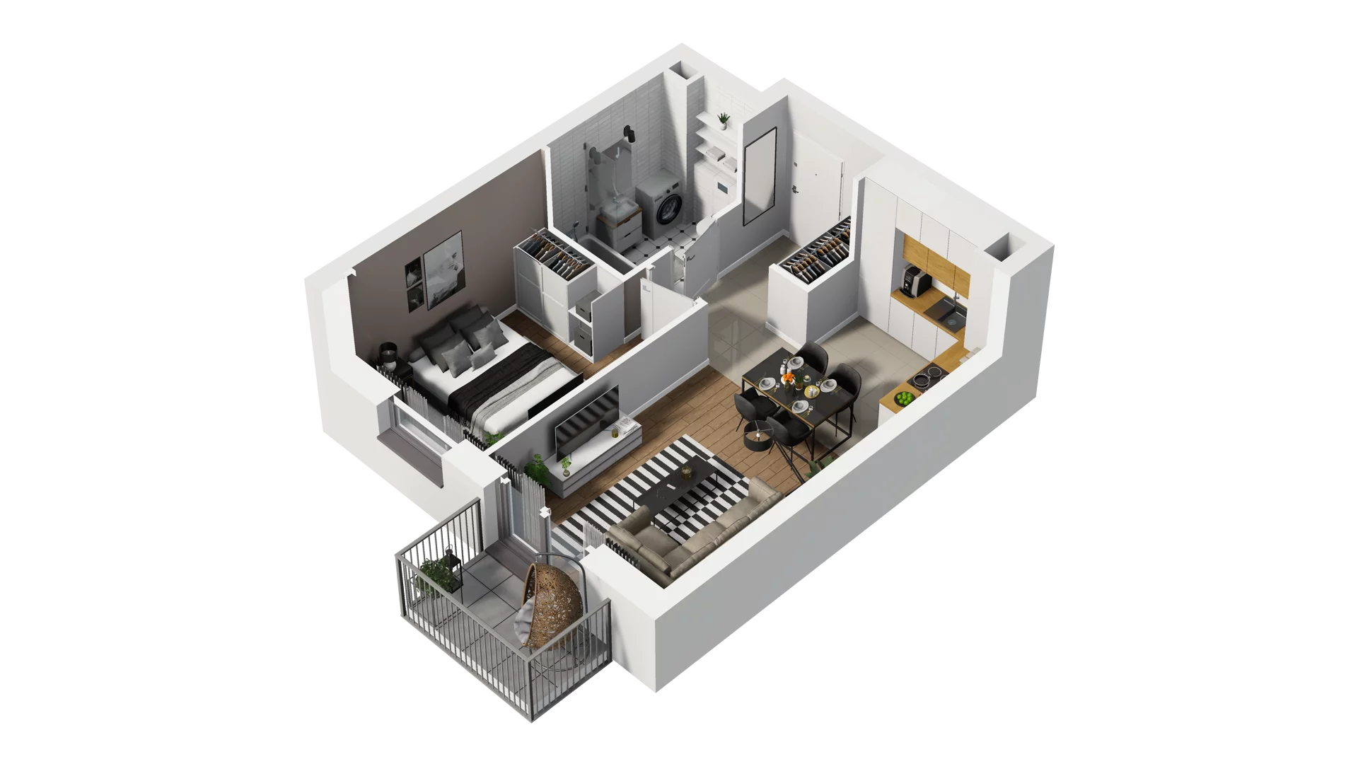 2 pokoje, mieszkanie 39,07 m², piętro 1, oferta nr B2/17, Osiedle Arkadia, Wrocław, Polanowice-Poświętne-Ligota, Poświętne, ul. Ramiszowska 6