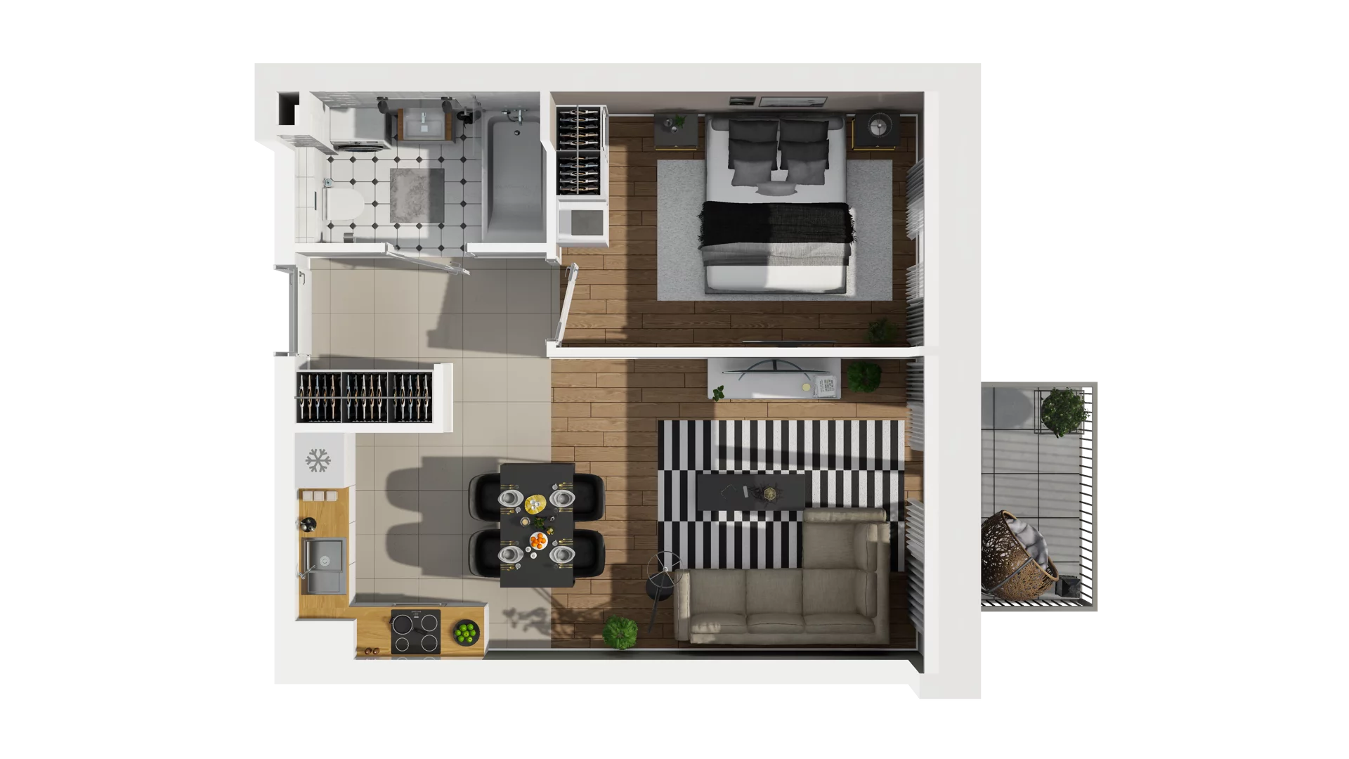 2 pokoje, mieszkanie 39,92 m², piętro 1, oferta nr B2/18, Osiedle Arkadia, Wrocław, Polanowice-Poświętne-Ligota, Poświętne, ul. Ramiszowska 6