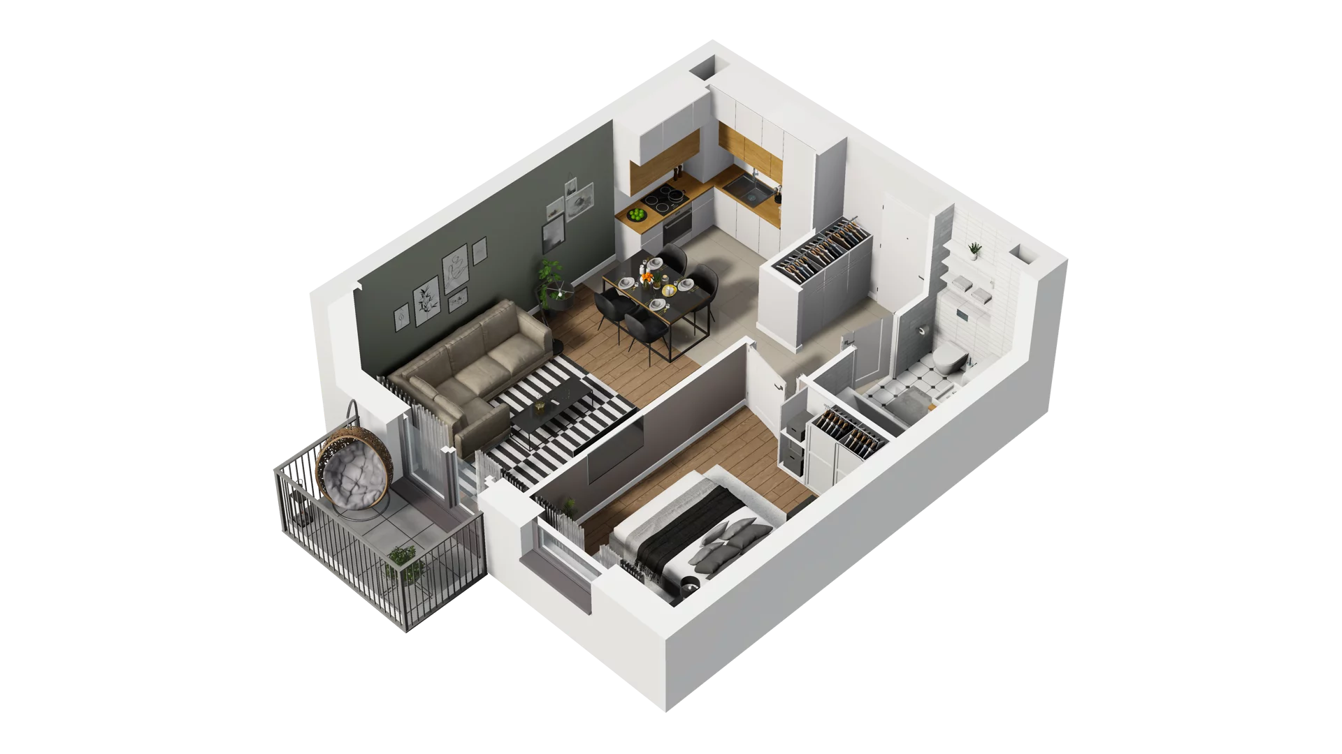2 pokoje, mieszkanie 39,92 m², piętro 1, oferta nr B2/18, Osiedle Arkadia, Wrocław, Polanowice-Poświętne-Ligota, Poświętne, ul. Ramiszowska 6