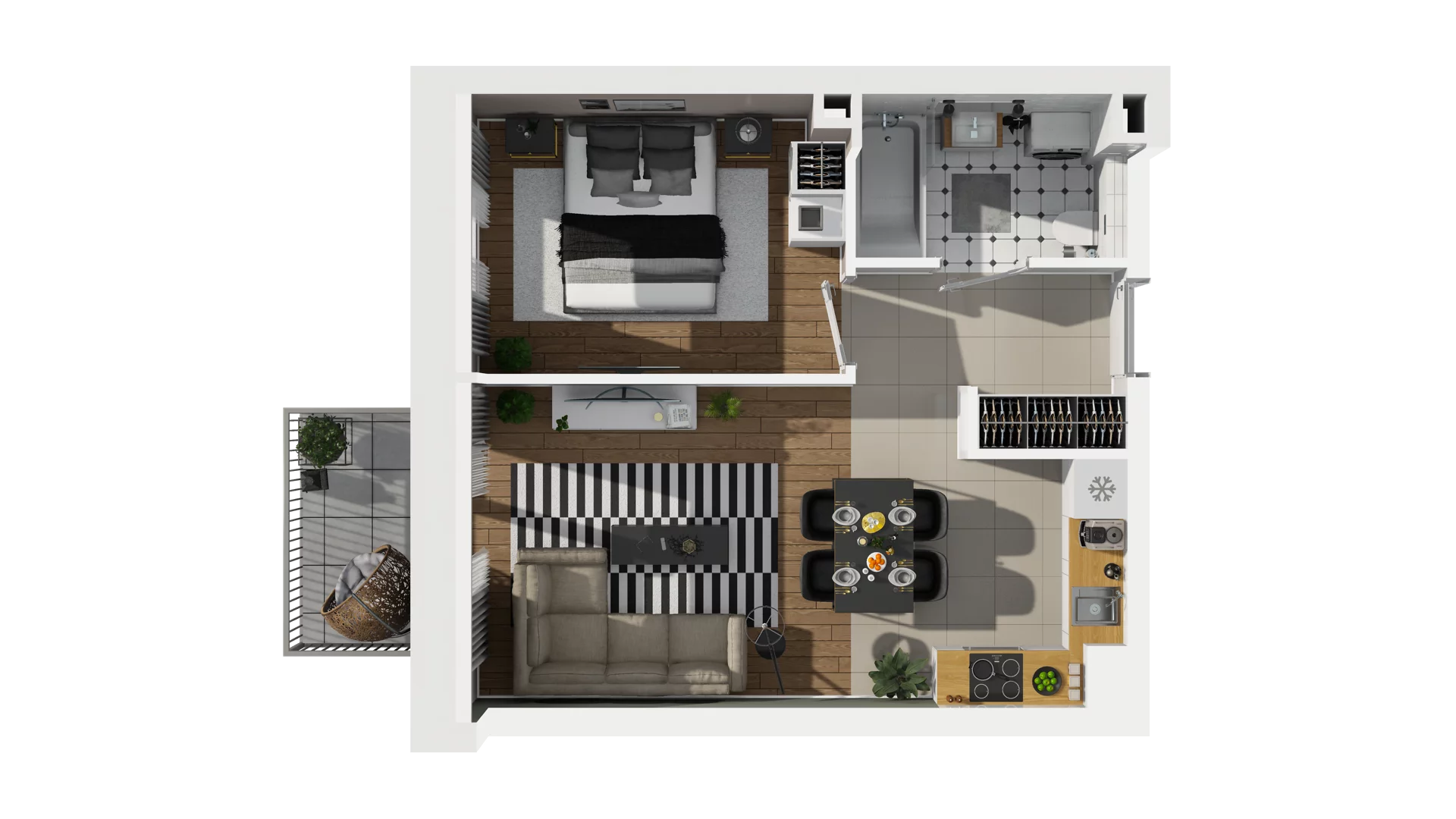 2 pokoje, mieszkanie 38,05 m², piętro 1, oferta nr B2/23, Osiedle Arkadia, Wrocław, Polanowice-Poświętne-Ligota, Poświętne, ul. Ramiszowska 6