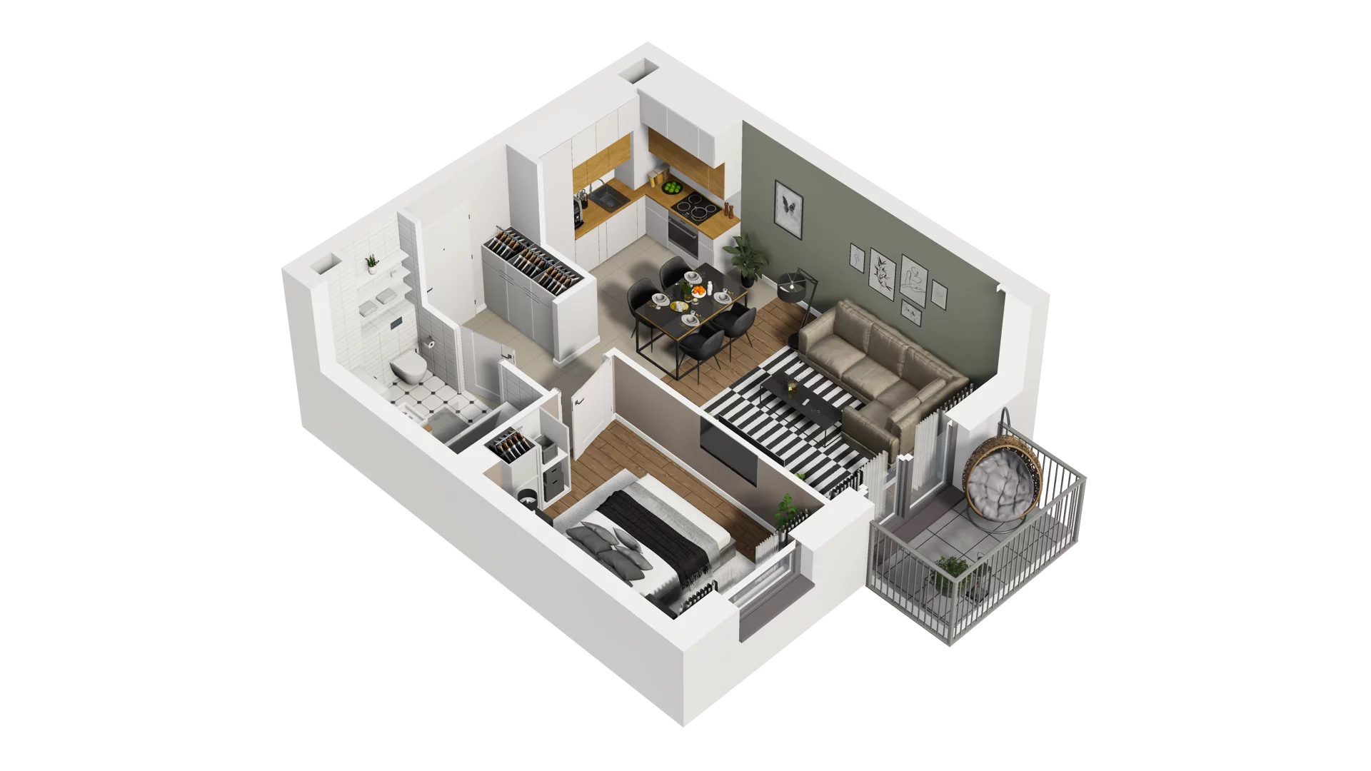 2 pokoje, mieszkanie 38,05 m², piętro 1, oferta nr B2/23, Osiedle Arkadia, Wrocław, Polanowice-Poświętne-Ligota, Poświętne, ul. Ramiszowska 6