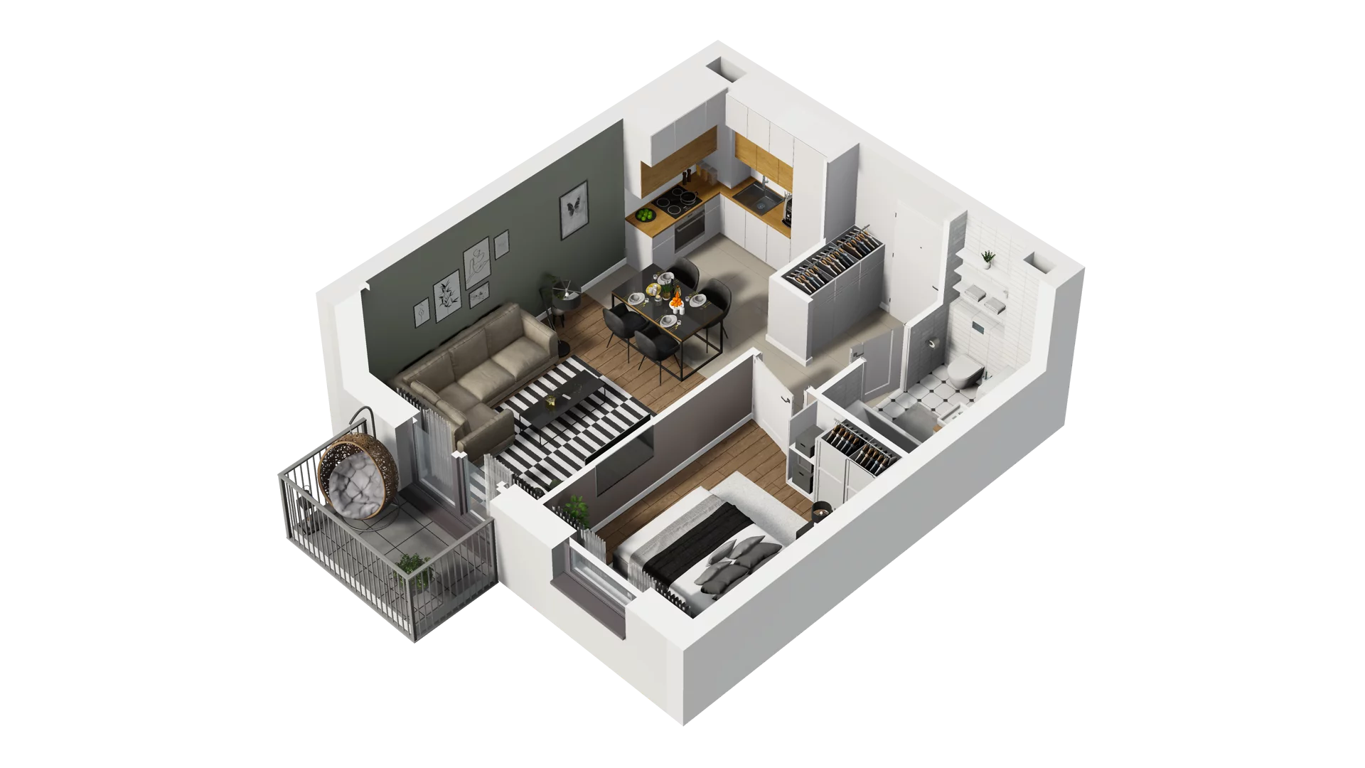 2 pokoje, mieszkanie 39,46 m², piętro 2, oferta nr B2/34, Osiedle Arkadia, Wrocław, Polanowice-Poświętne-Ligota, Poświętne, ul. Ramiszowska 6