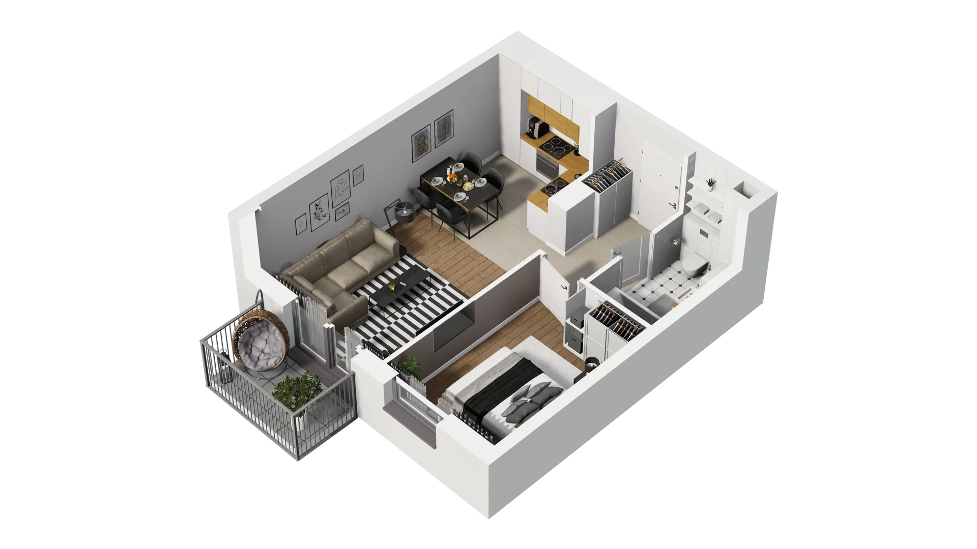 2 pokoje, mieszkanie 39,33 m², piętro 2, oferta nr B2/36, Osiedle Arkadia, Wrocław, Polanowice-Poświętne-Ligota, Poświętne, ul. Ramiszowska 6