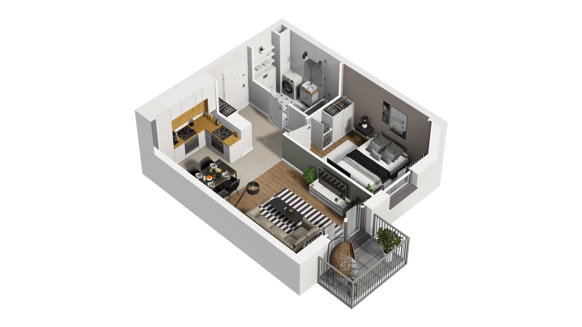 2 pokoje, mieszkanie 39,33 m², piętro 2, oferta nr B2/36, Osiedle Arkadia, Wrocław, Polanowice-Poświętne-Ligota, Poświętne, ul. Ramiszowska 6