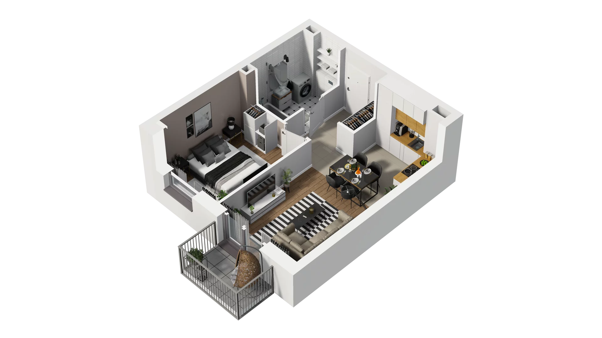 2 pokoje, mieszkanie 38,87 m², piętro 2, oferta nr B2/37, Osiedle Arkadia, Wrocław, Polanowice-Poświętne-Ligota, Poświętne, ul. Ramiszowska 6