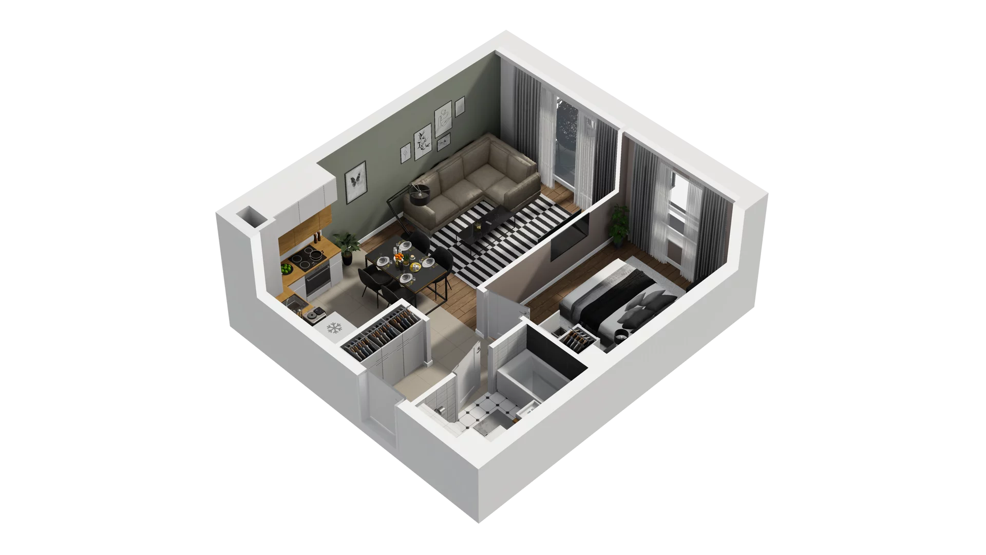 2 pokoje, mieszkanie 38,87 m², piętro 2, oferta nr B2/37, Osiedle Arkadia, Wrocław, Polanowice-Poświętne-Ligota, Poświętne, ul. Ramiszowska 6
