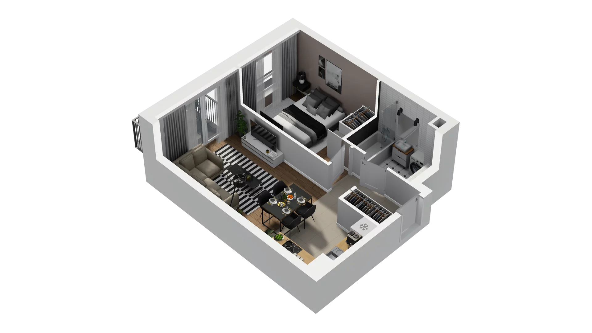 2 pokoje, mieszkanie 40,07 m², piętro 3, oferta nr B2/45, Osiedle Arkadia, Wrocław, Polanowice-Poświętne-Ligota, Poświętne, ul. Ramiszowska 6