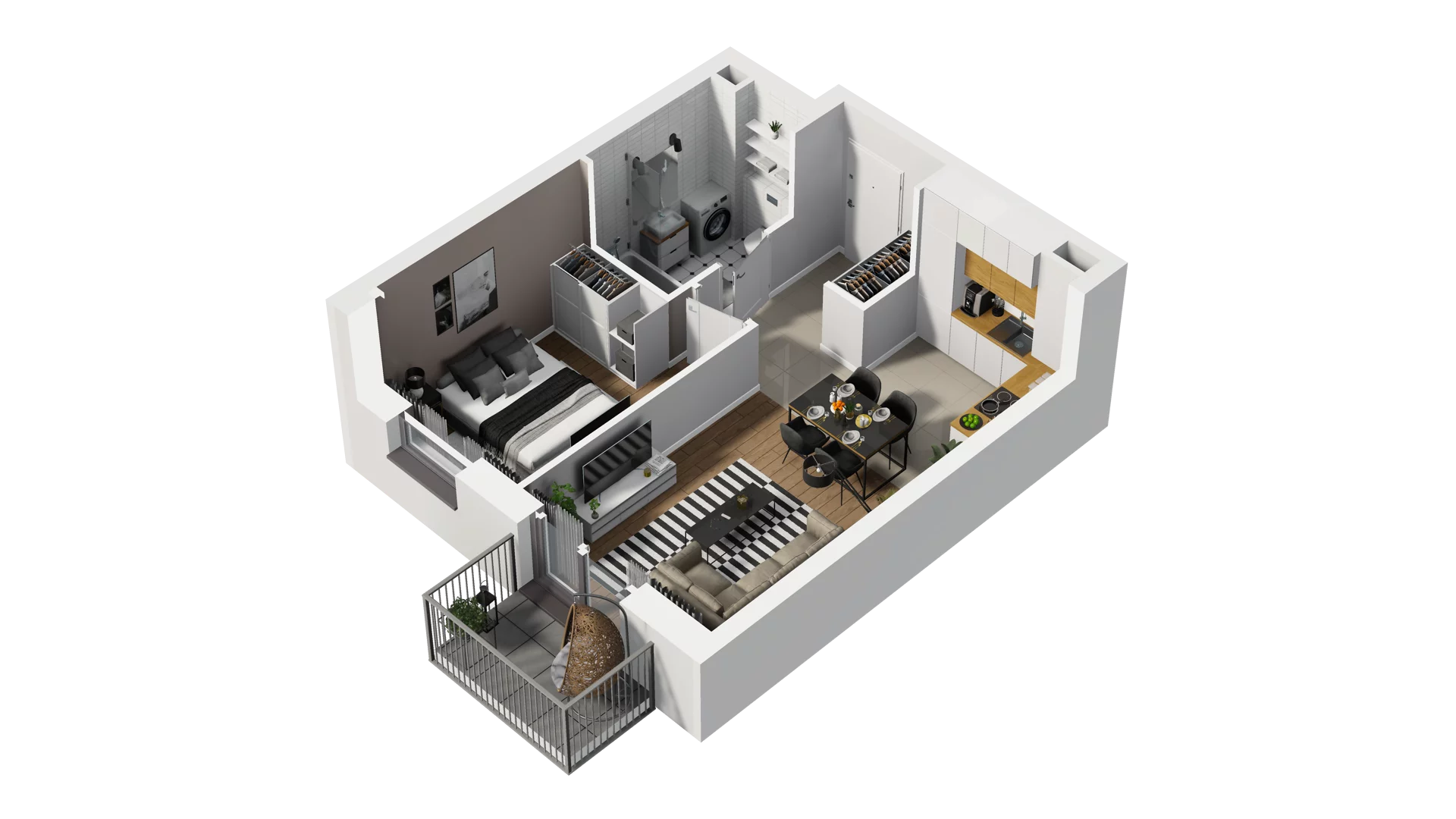 2 pokoje, mieszkanie 40,07 m², piętro 3, oferta nr B2/45, Osiedle Arkadia, Wrocław, Polanowice-Poświętne-Ligota, Poświętne, ul. Ramiszowska 6