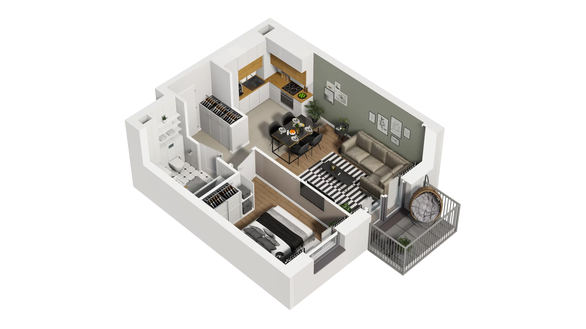 2 pokoje, mieszkanie 40,07 m², piętro 3, oferta nr B2/45, Osiedle Arkadia, Wrocław, Polanowice-Poświętne-Ligota, Poświętne, ul. Ramiszowska 6