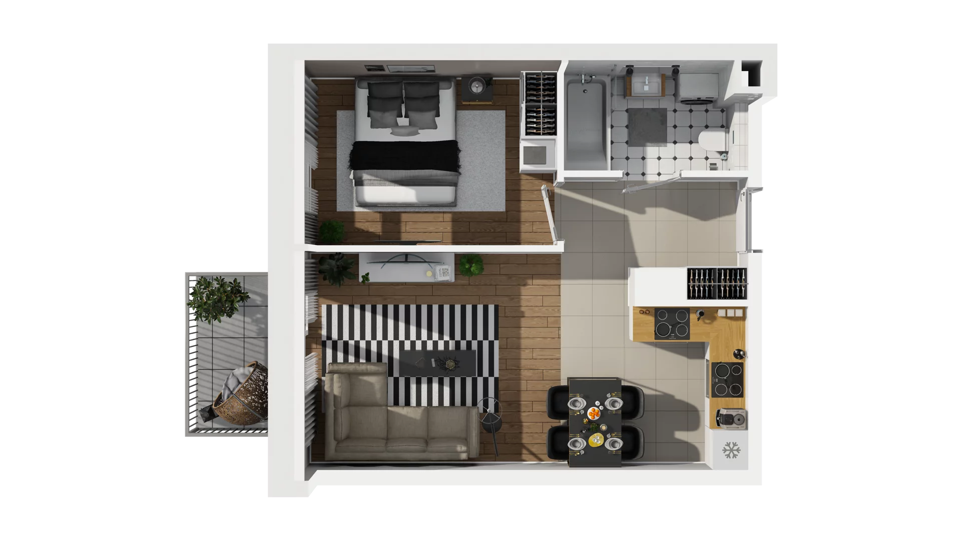 2 pokoje, mieszkanie 39,24 m², piętro 3, oferta nr B2/49, Osiedle Arkadia, Wrocław, Polanowice-Poświętne-Ligota, Poświętne, ul. Ramiszowska 6