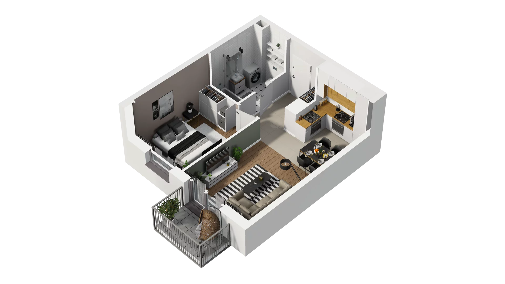 2 pokoje, mieszkanie 39,24 m², piętro 3, oferta nr B2/49, Osiedle Arkadia, Wrocław, Polanowice-Poświętne-Ligota, Poświętne, ul. Ramiszowska 6