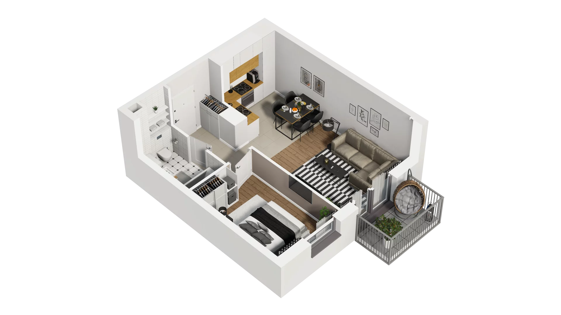 2 pokoje, mieszkanie 39,24 m², piętro 3, oferta nr B2/49, Osiedle Arkadia, Wrocław, Polanowice-Poświętne-Ligota, Poświętne, ul. Ramiszowska 6