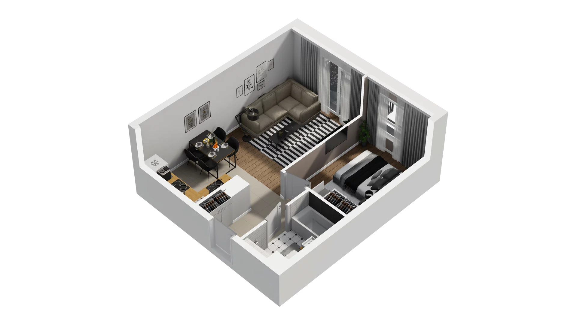 2 pokoje, mieszkanie 39,24 m², piętro 3, oferta nr B2/49, Osiedle Arkadia, Wrocław, Polanowice-Poświętne-Ligota, Poświętne, ul. Ramiszowska 6