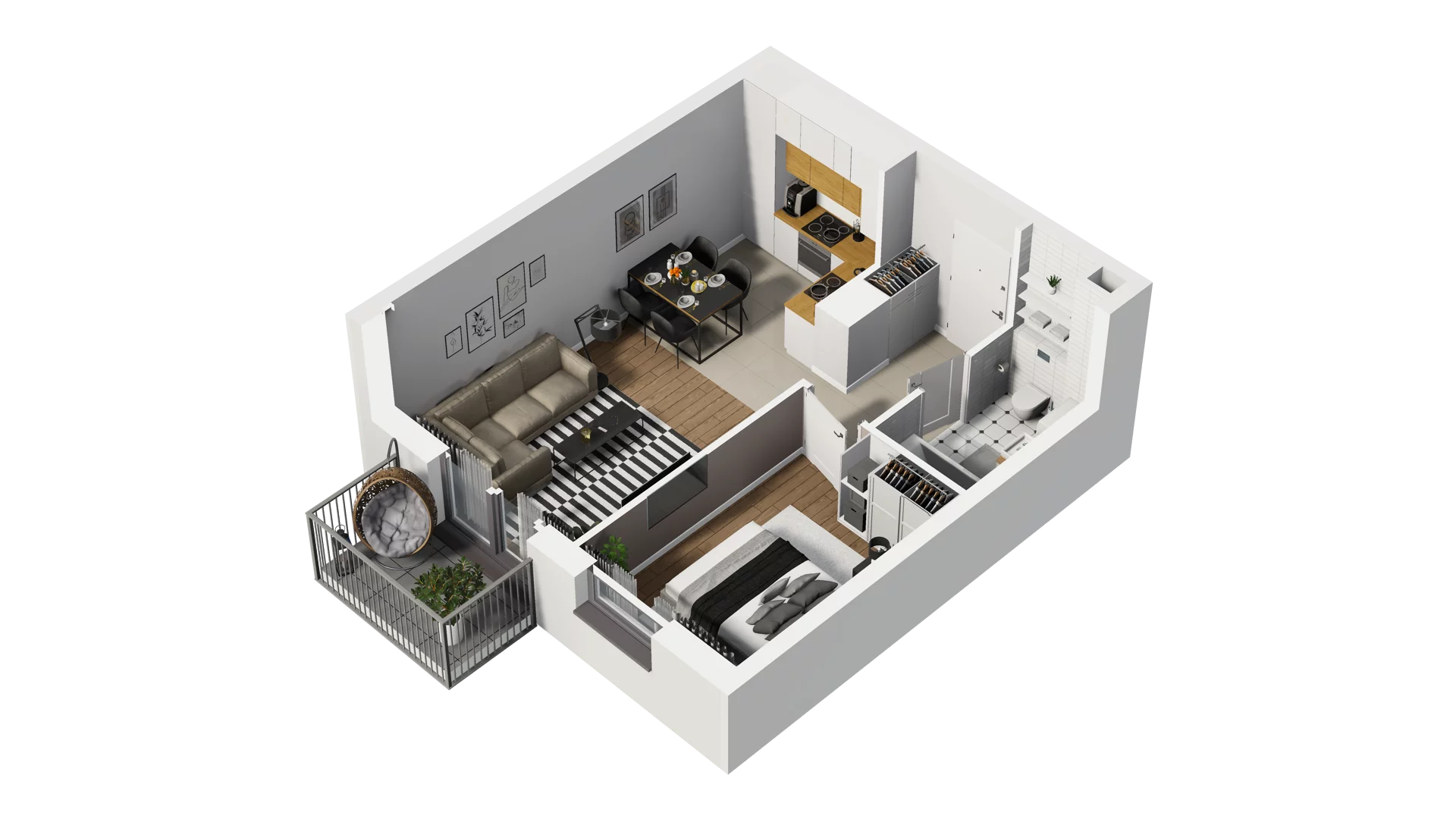 2 pokoje, mieszkanie 39,24 m², piętro 3, oferta nr B2/50, Osiedle Arkadia, Wrocław, Polanowice-Poświętne-Ligota, Poświętne, ul. Ramiszowska 6