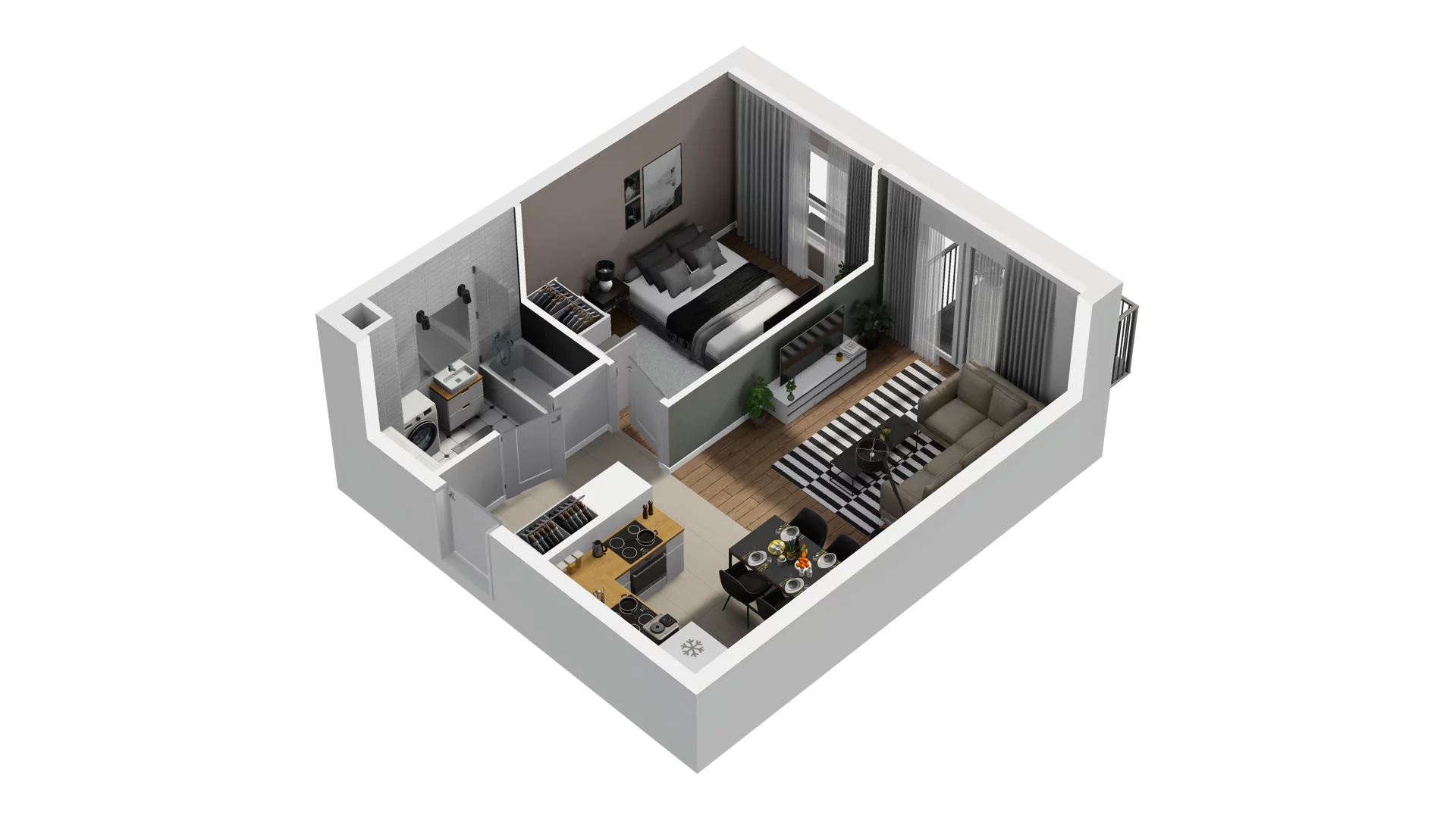 2 pokoje, mieszkanie 39,24 m², piętro 3, oferta nr B2/50, Osiedle Arkadia, Wrocław, Polanowice-Poświętne-Ligota, Poświętne, ul. Ramiszowska 6