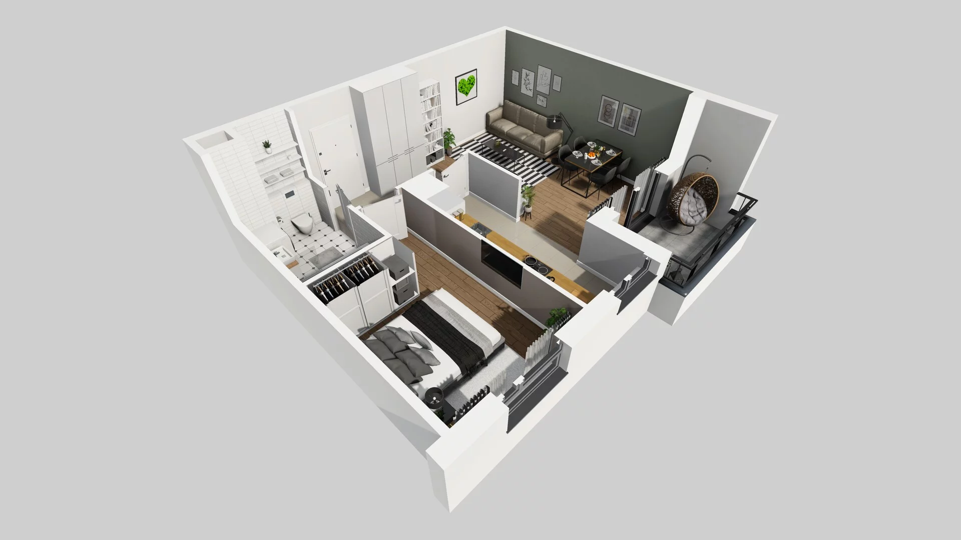 2 pokoje, mieszkanie 47,65 m², piętro 5, oferta nr D/82, Osiedle Urbino 1.4, Warszawa, Włochy, Raków, ul. Równoległa