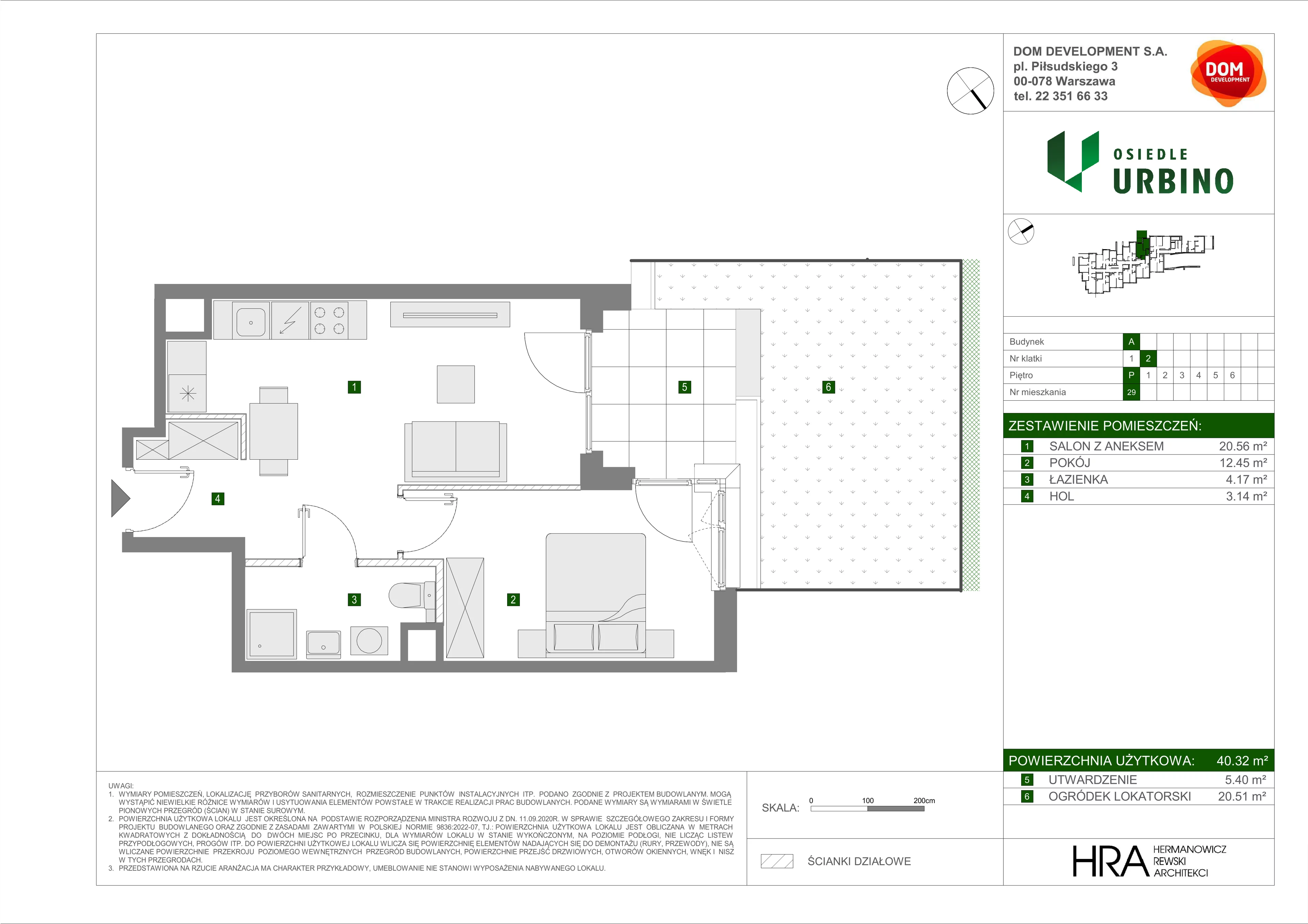 2 pokoje, mieszkanie 40,32 m², parter, oferta nr A/29, Osiedle Urbino, Warszawa, Włochy, Raków, ul. Równoległa