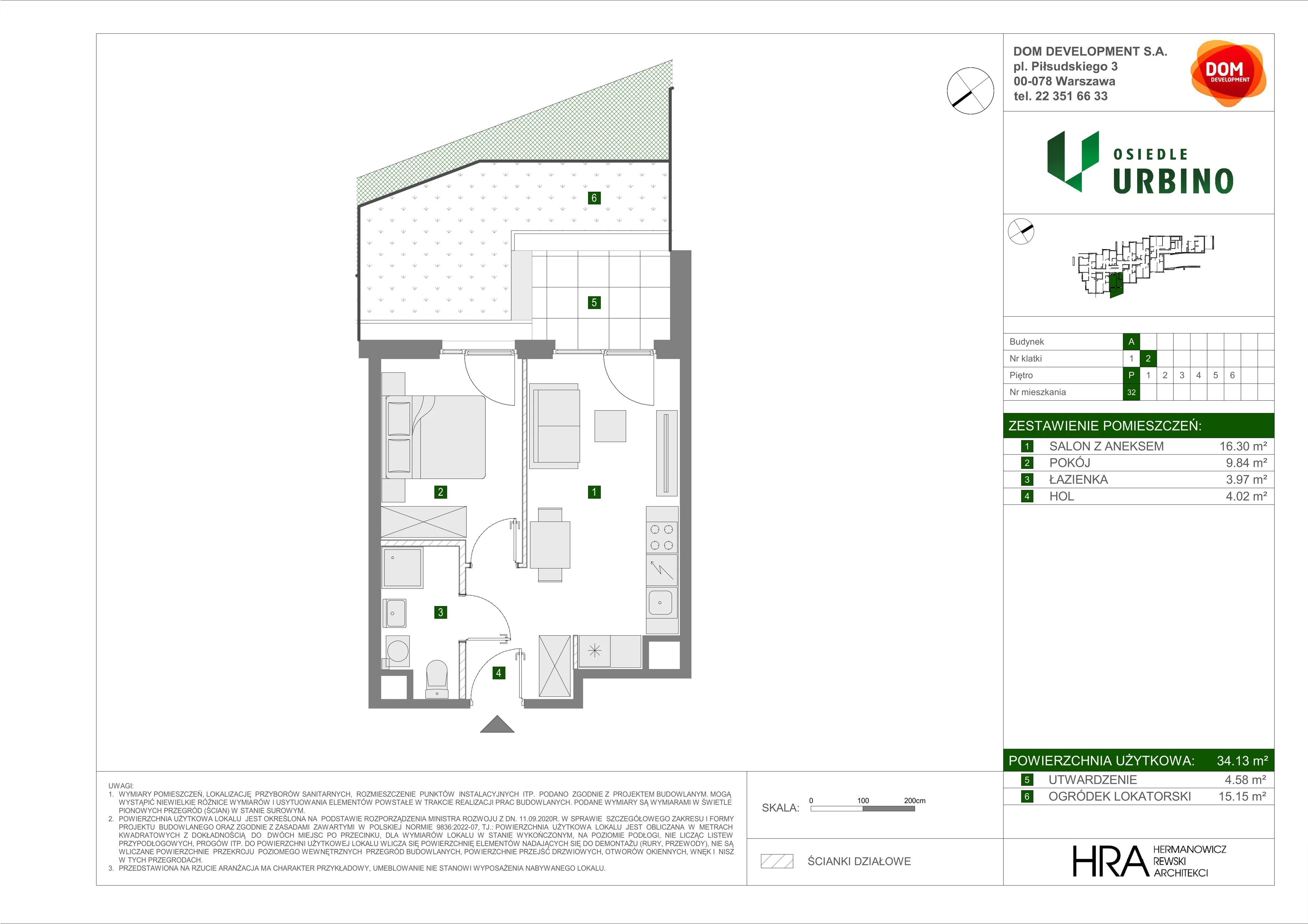 2 pokoje, mieszkanie 34,13 m², parter, oferta nr A/32, Osiedle Urbino, Warszawa, Włochy, Raków, ul. Równoległa