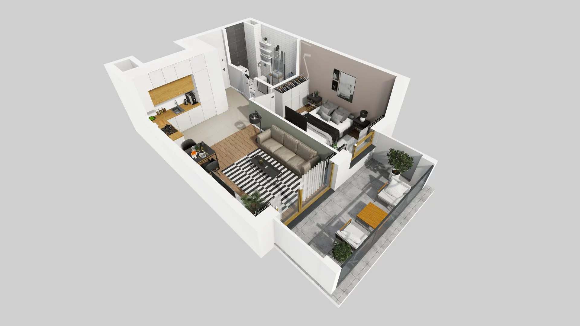 2 pokoje, mieszkanie 40,88 m², piętro 3, oferta nr D/28, Apartamenty Rudnickiego, Warszawa, Bielany, Piaski, ul. Rudnickiego 7