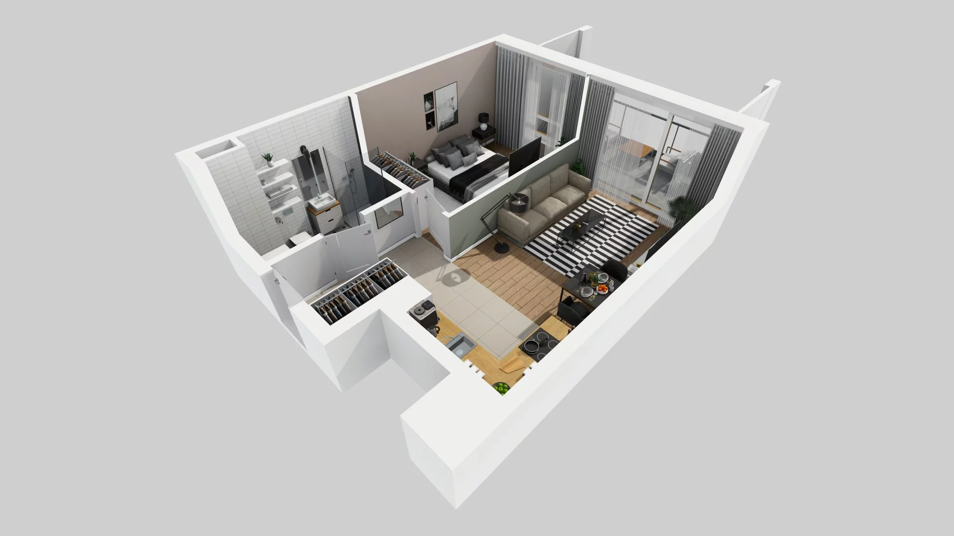 2 pokoje, mieszkanie 40,88 m², piętro 3, oferta nr D/28, Apartamenty Rudnickiego, Warszawa, Bielany, Piaski, ul. Rudnickiego 7