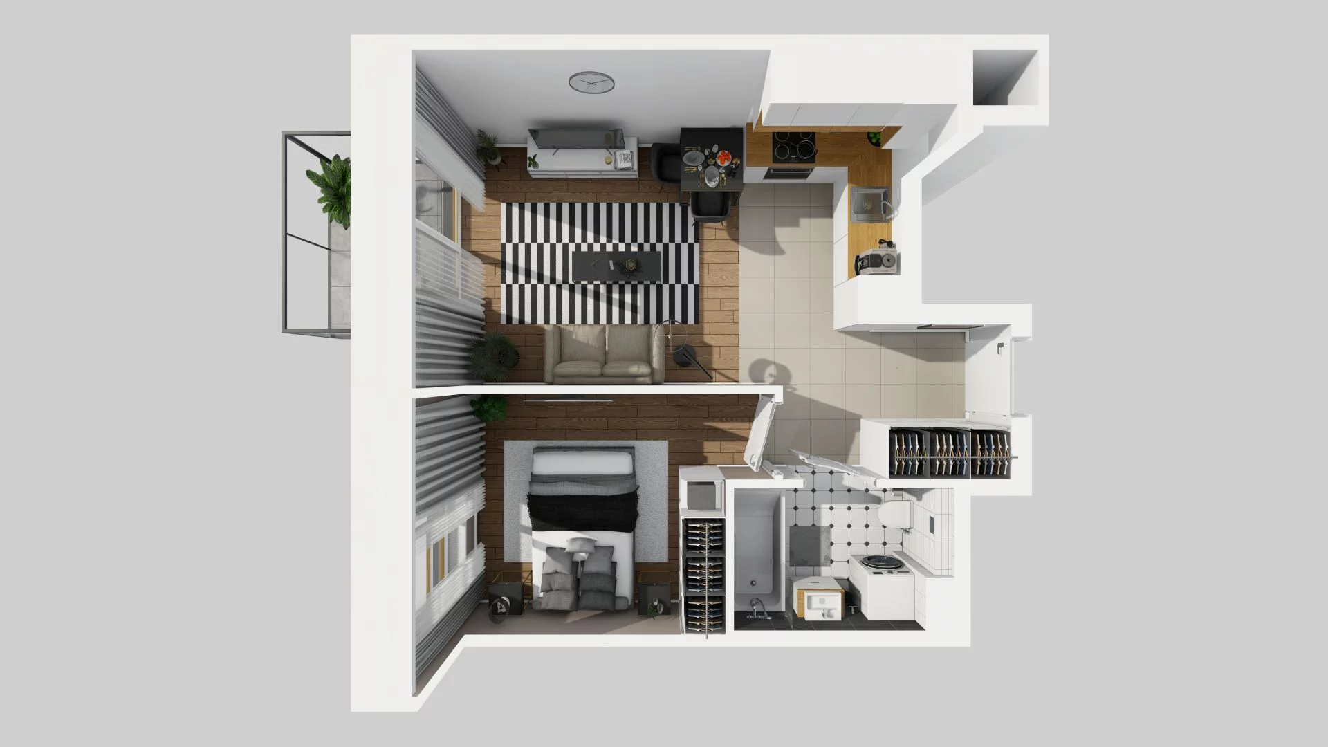 2 pokoje, mieszkanie 38,24 m², piętro 3, oferta nr D/121, Apartamenty Rudnickiego, Warszawa, Bielany, Piaski, ul. Rudnickiego 7