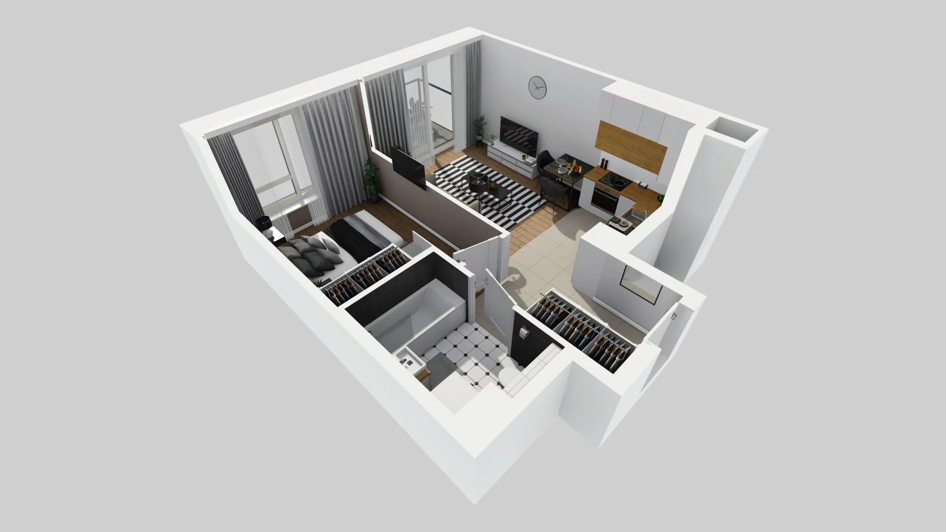 2 pokoje, mieszkanie 38,24 m², piętro 3, oferta nr D/121, Apartamenty Rudnickiego, Warszawa, Bielany, Piaski, ul. Rudnickiego 7