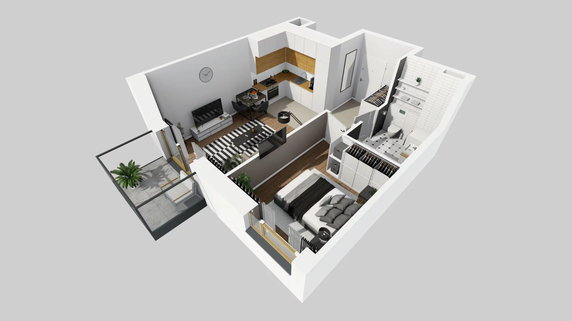 2 pokoje, mieszkanie 38,24 m², piętro 3, oferta nr D/121, Apartamenty Rudnickiego, Warszawa, Bielany, Piaski, ul. Rudnickiego 7