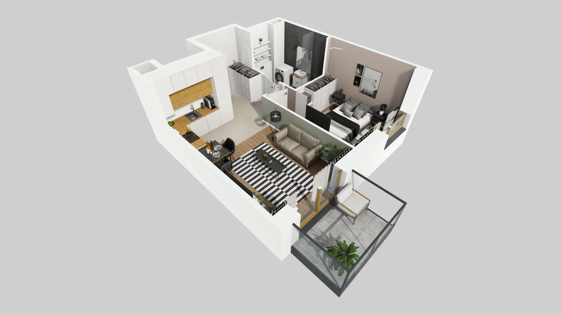 2 pokoje, mieszkanie 38,24 m², piętro 3, oferta nr D/121, Apartamenty Rudnickiego, Warszawa, Bielany, Piaski, ul. Rudnickiego 7
