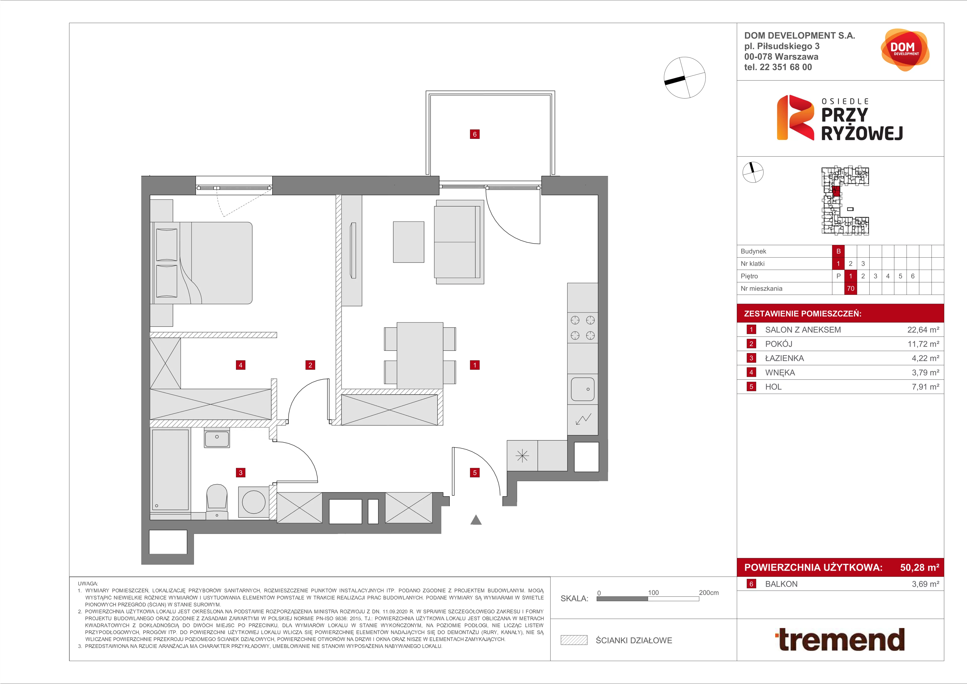 Mieszkanie 50,28 m², piętro 1, oferta nr B/70, Osiedle przy Ryżowej, Warszawa, Ursus, Skorosze, ul. Ryżowa 62