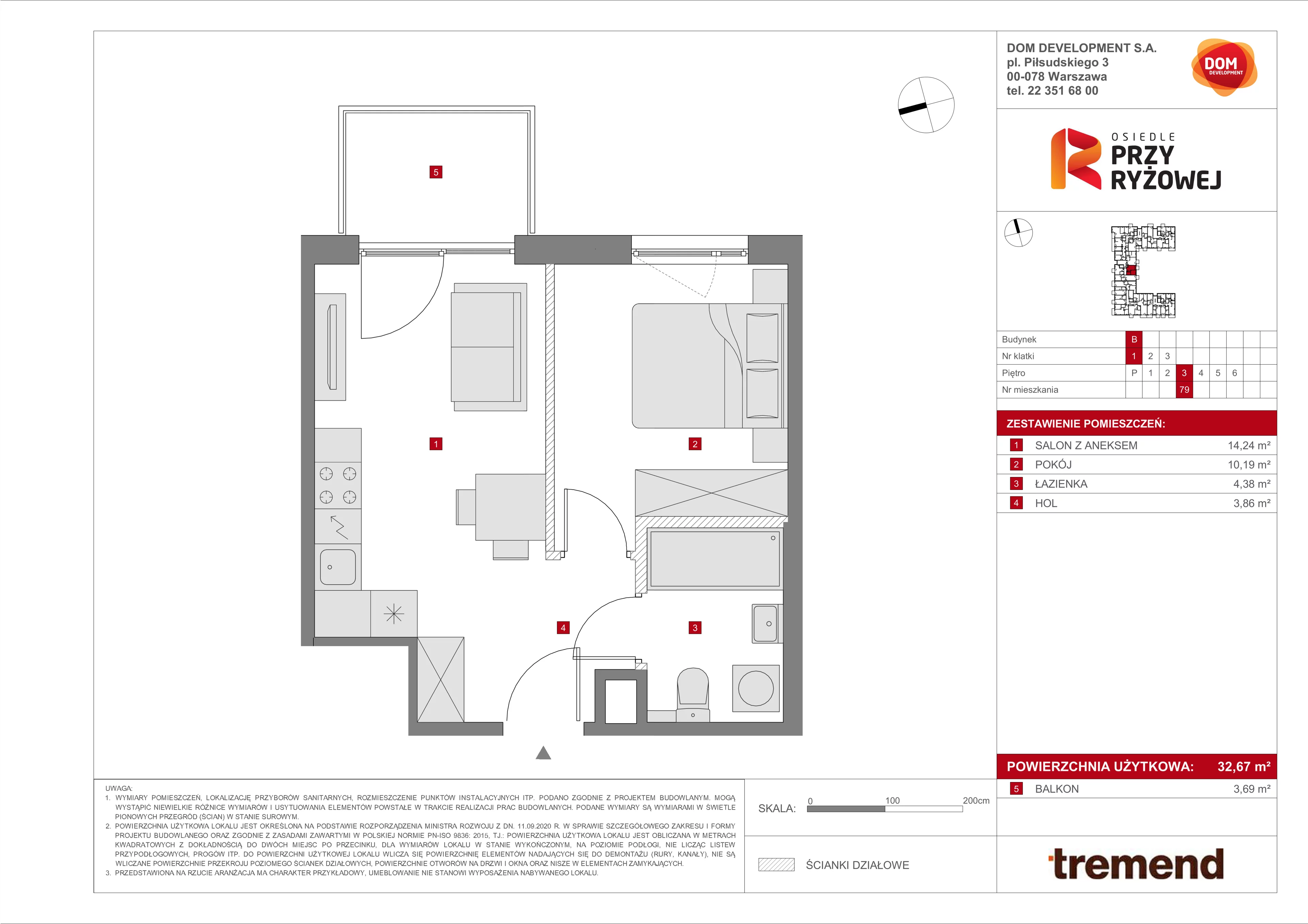 Mieszkanie 32,67 m², piętro 3, oferta nr B/79, Osiedle przy Ryżowej, Warszawa, Ursus, Skorosze, ul. Ryżowa 62