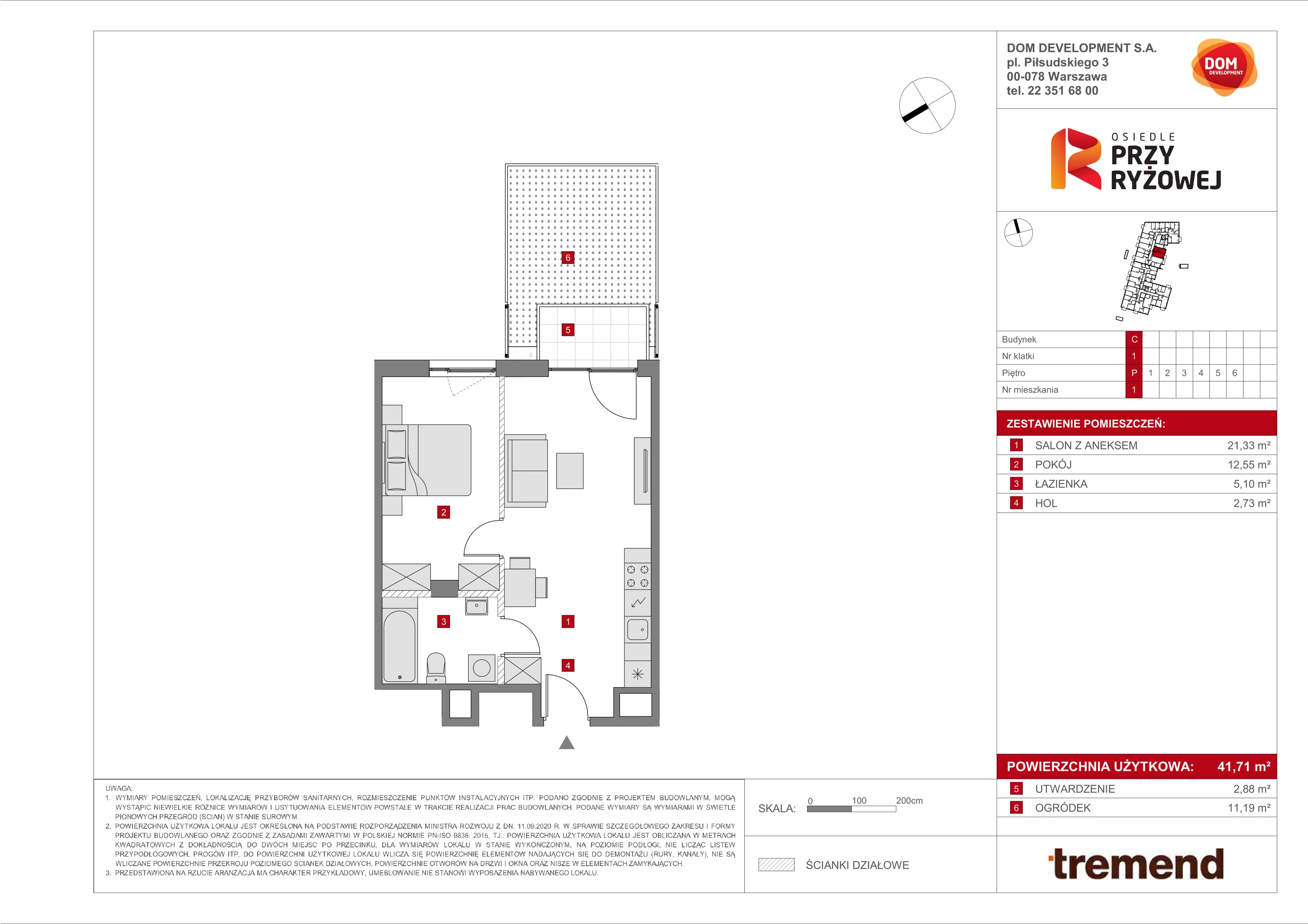 Mieszkanie 41,71 m², parter, oferta nr C/1, Osiedle przy Ryżowej, Warszawa, Ursus, Skorosze, ul. Ryżowa 62