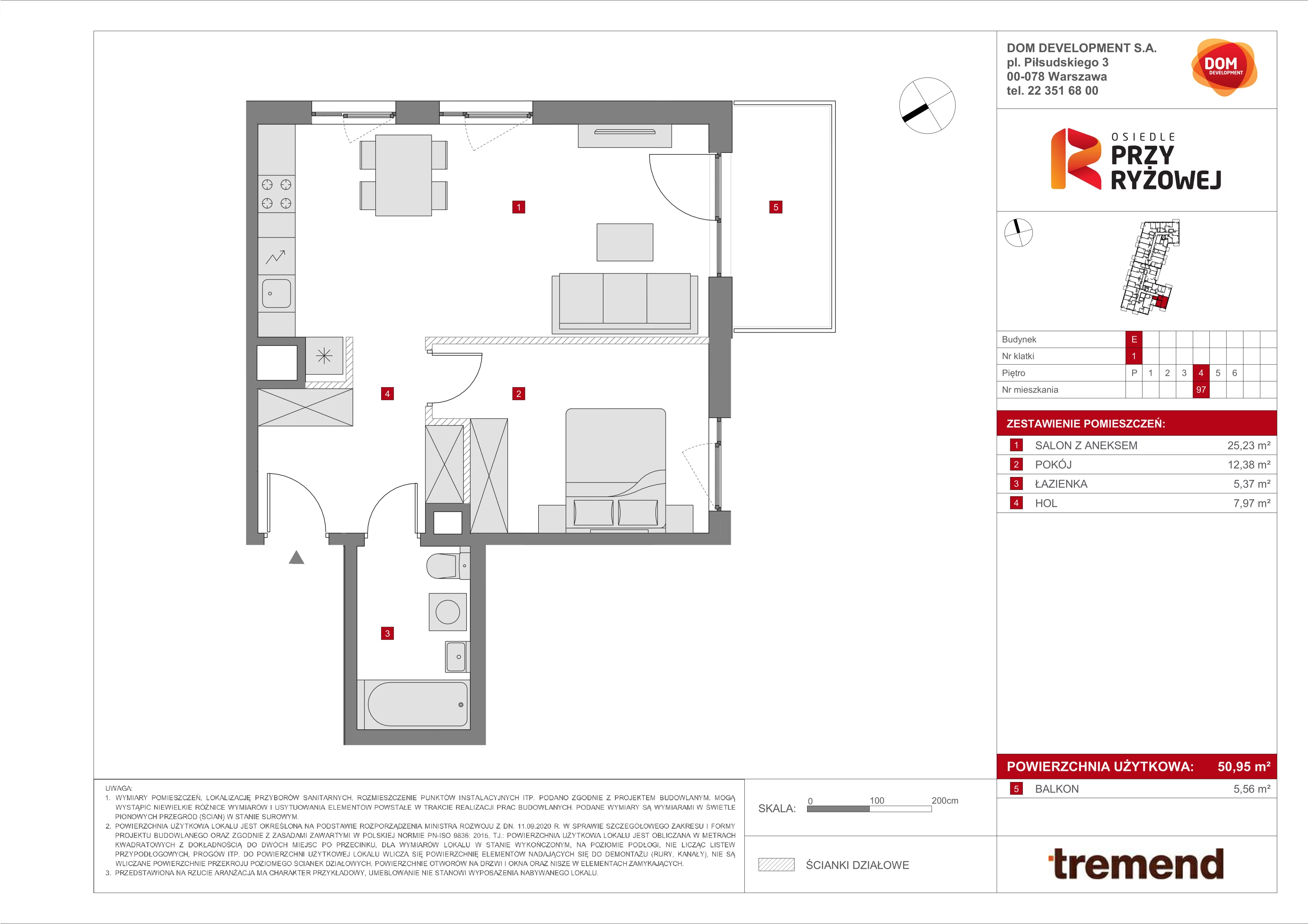 Mieszkanie 50,95 m², piętro 4, oferta nr E/97, Osiedle przy Ryżowej, Warszawa, Ursus, Skorosze, ul. Ryżowa 62