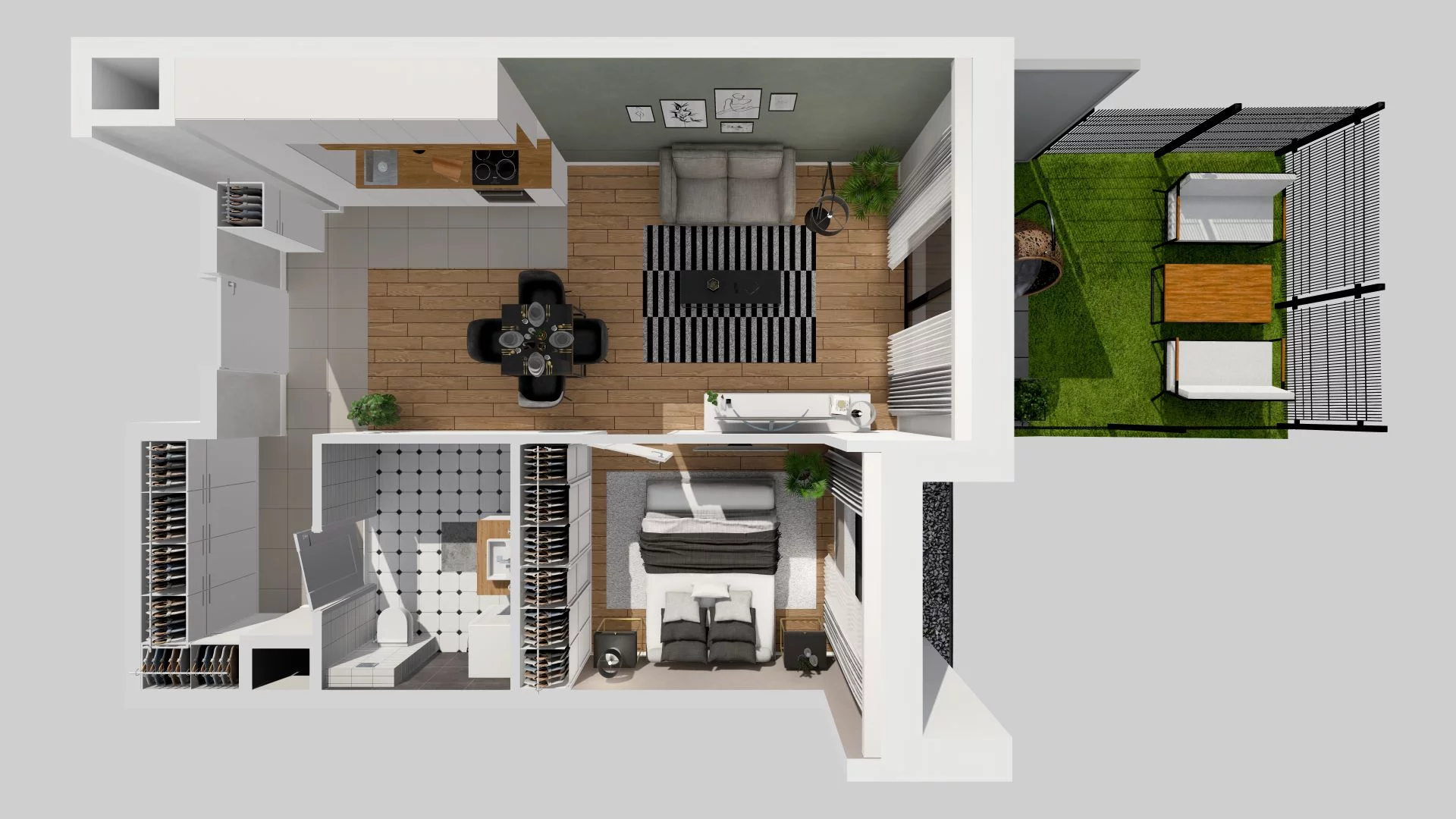 2 pokoje, mieszkanie 44,34 m², parter, oferta nr C/2, Osiedle przy Ryżowej, Warszawa, Ursus, Skorosze, ul. Ryżowa 62