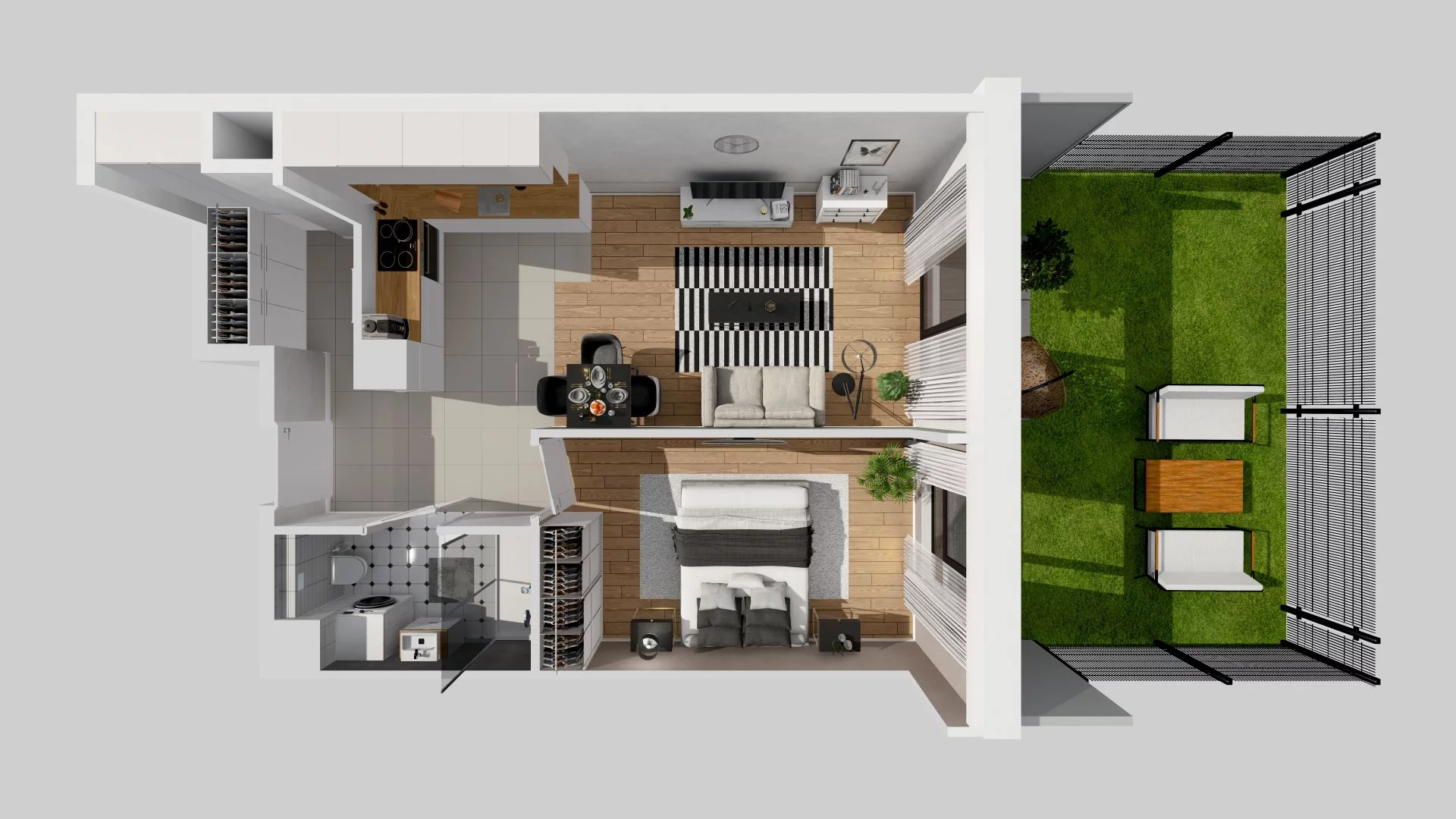 2 pokoje, mieszkanie 47,69 m², parter, oferta nr C/3, Osiedle przy Ryżowej, Warszawa, Ursus, Skorosze, ul. Ryżowa 62