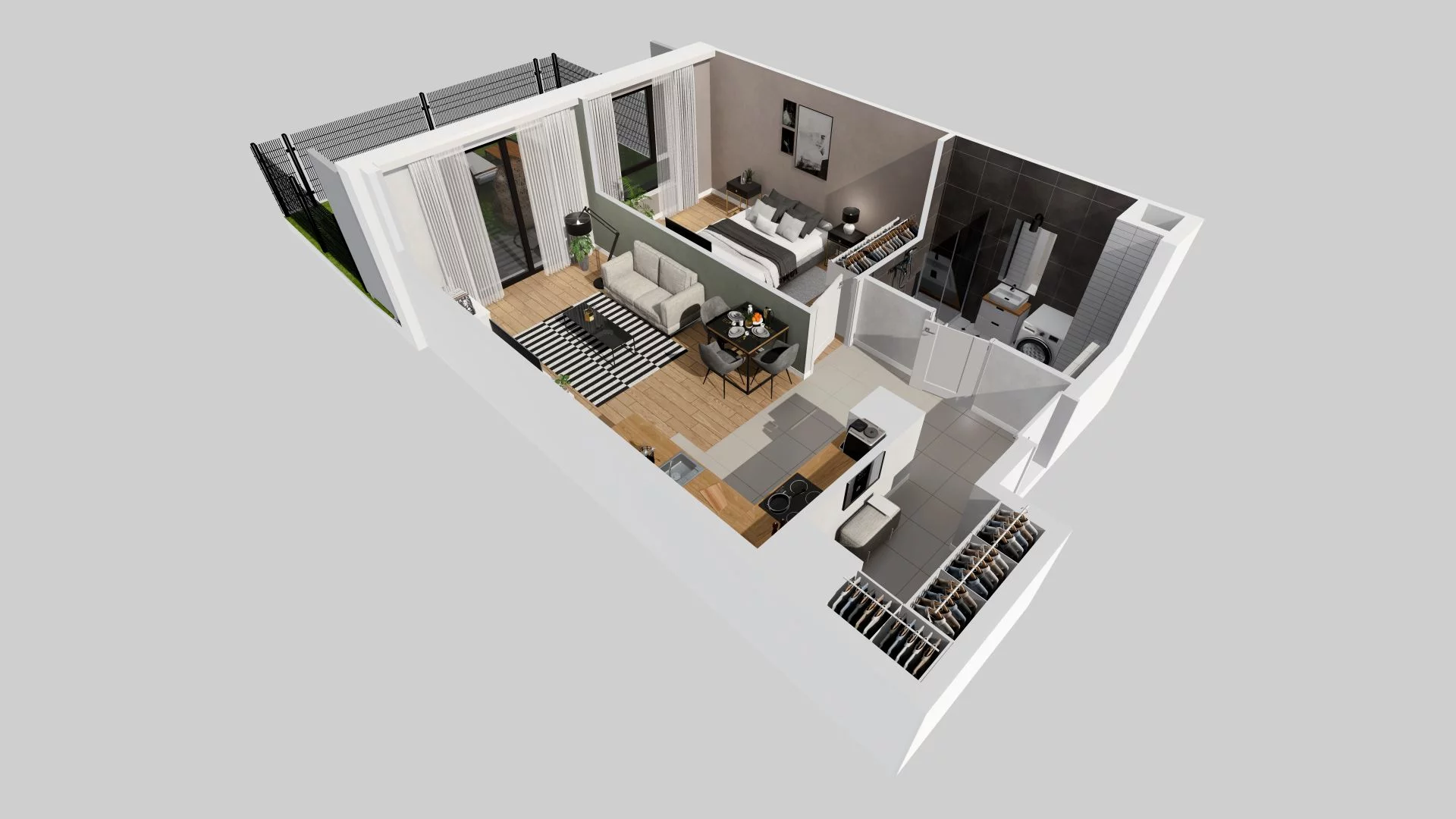 2 pokoje, mieszkanie 47,69 m², parter, oferta nr C/3, Osiedle przy Ryżowej, Warszawa, Ursus, Skorosze, ul. Ryżowa 62