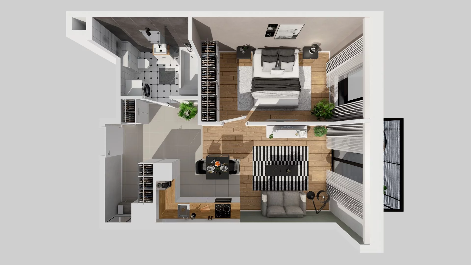 2 pokoje, mieszkanie 45,12 m², piętro 5, oferta nr C/48, Osiedle przy Ryżowej, Warszawa, Ursus, Skorosze, ul. Ryżowa 62