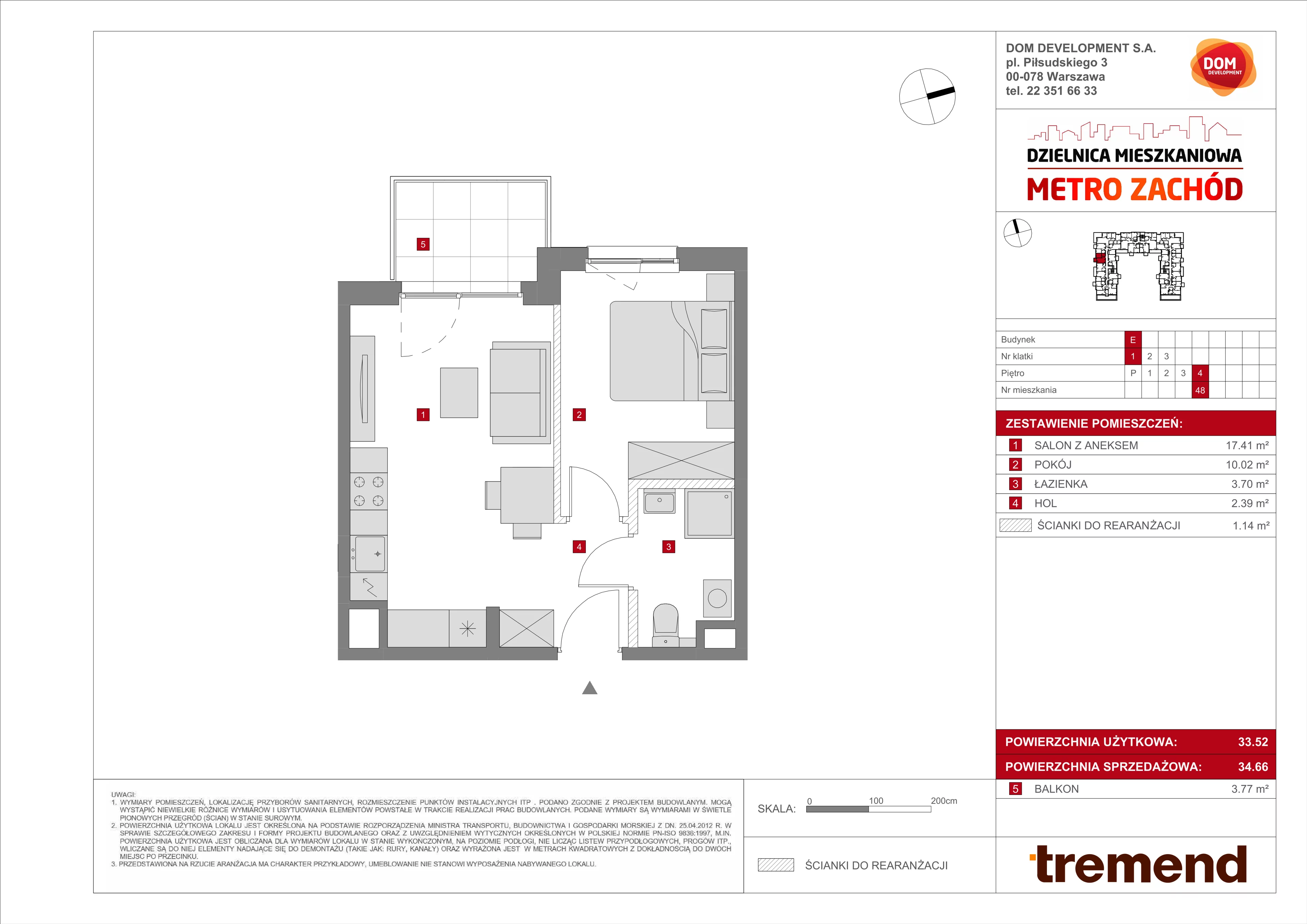 Mieszkanie 34,66 m², piętro 4, oferta nr E/48, Metro Zachód etap 8, Warszawa, Bemowo, Chrzanów, ul. Szeligowska